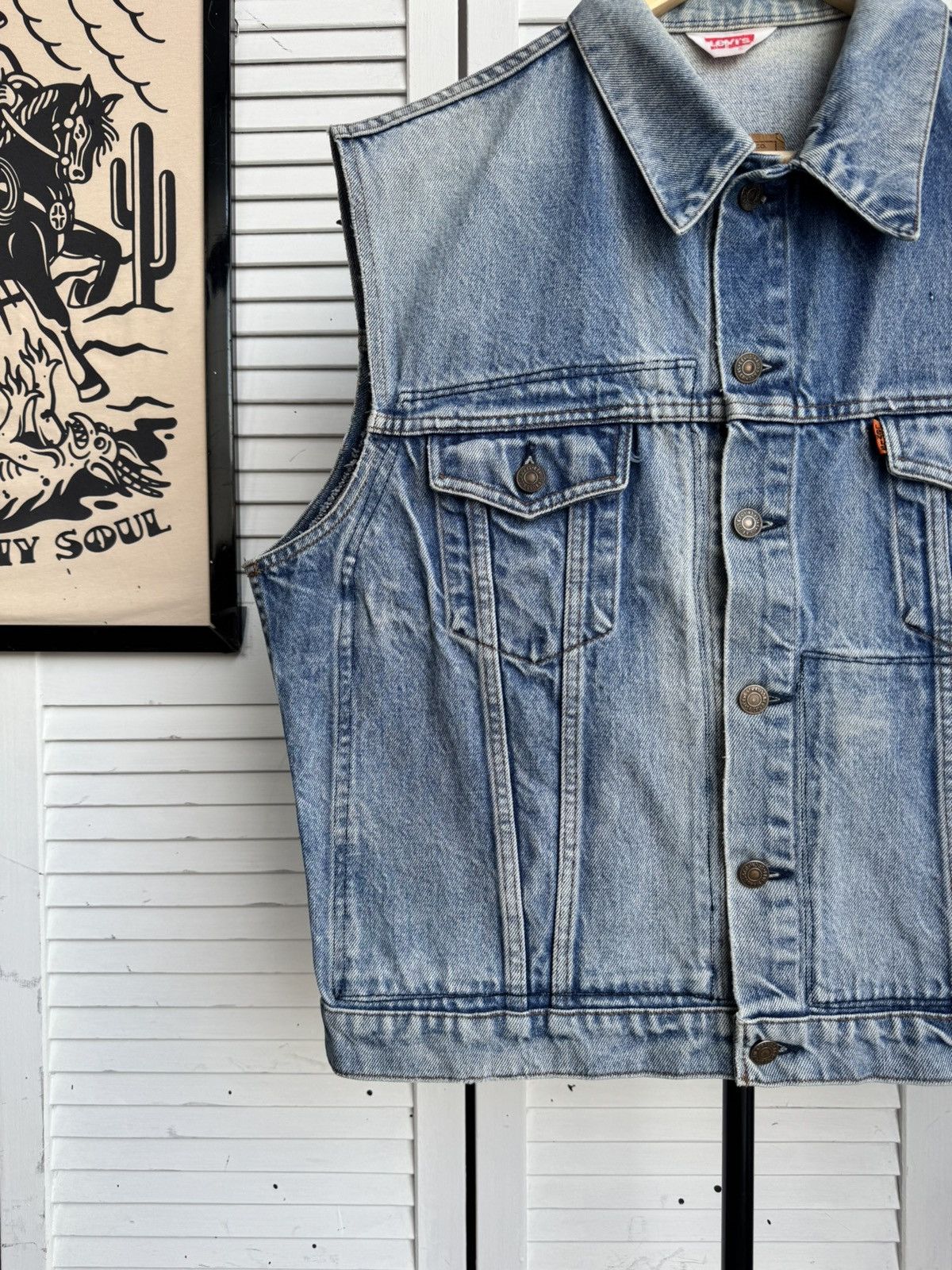 Levi's Vintage Clothing Levis Vintage 80s Orange Tab Denim VestTrucker Jacket Size US L / EU 52-54 / 3 - 7 Thumbnail