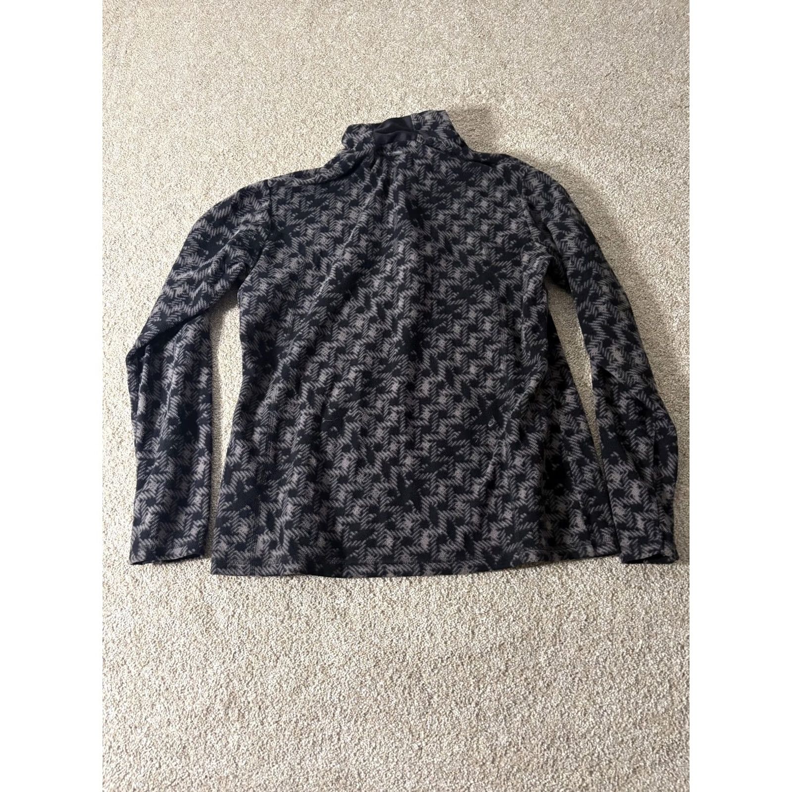 Vintage Columbia Pullover Womens Large Black Quarter Zip Fleece Geometric Mock Neck Size L / US 10 / IT 46 - 7 Thumbnail