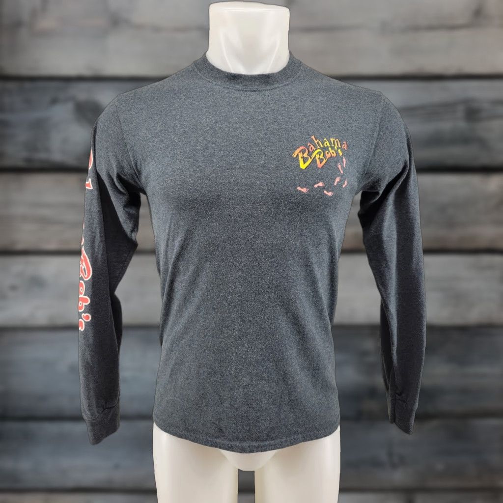 Gildan Bahama Bob's Beach Side Cafe Long Sleeve Shirt Small Gray Mens Regular Cotton Beach Size US S / EU 44-46 / 1 - 1 Thumbnail
