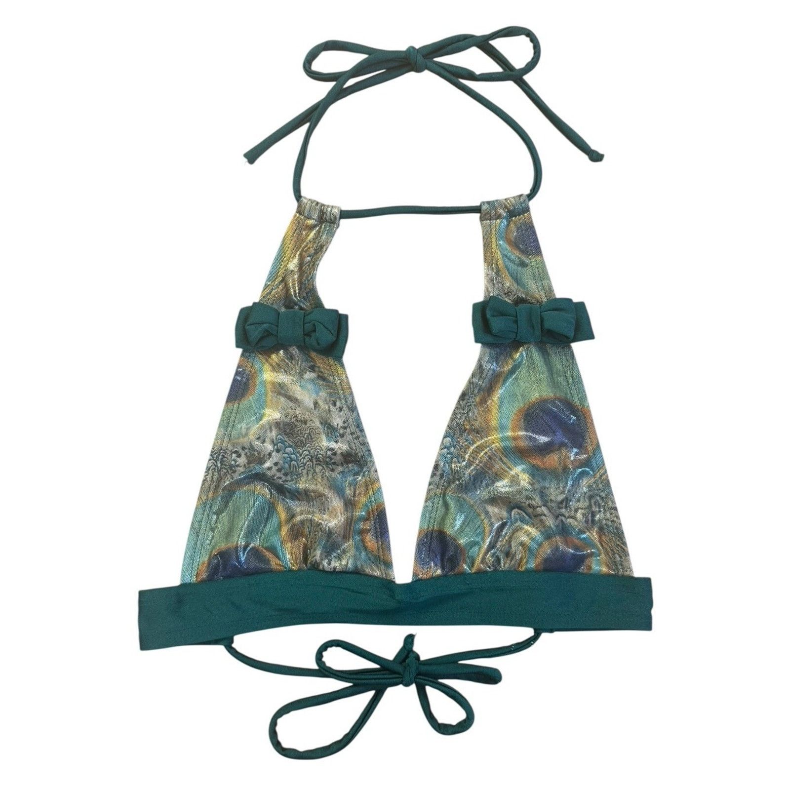 Other FABLES By BARRIE Custom Metallic Peacock Ruffled Bikini Sz S Size ONE SIZE - 6 Thumbnail