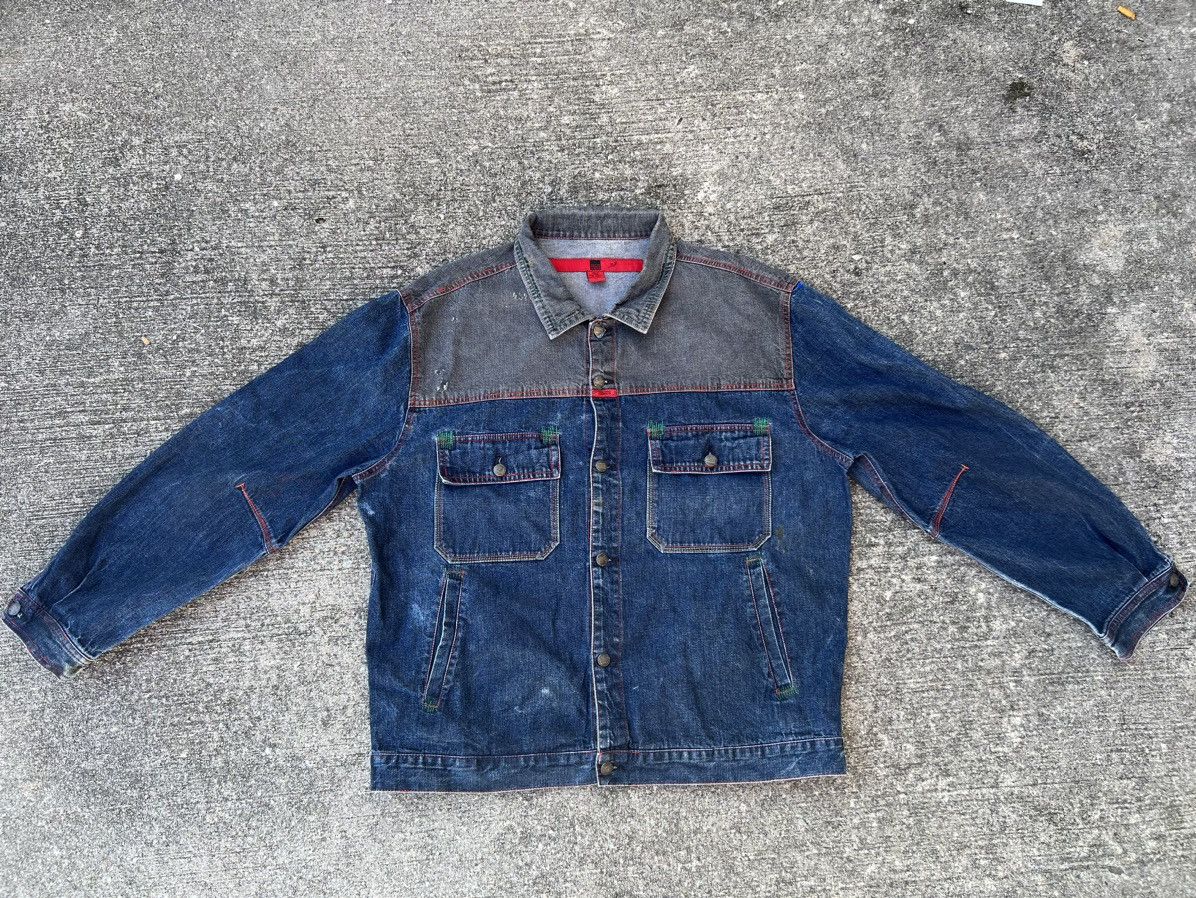 Marithe + Francois Girbaud Vintage MFG Distressed Oversized Denim Jacket Size US XL / EU 56 / 4 - 1 Thumbnail