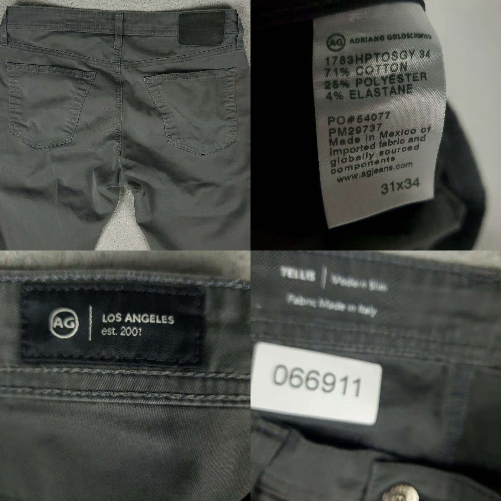 Vintage AG Adriano Goldschmied Jeans Mens 31x34 The Tellis Modern Slim Pants Gray Shirt? Size US 31 - 8 Thumbnail