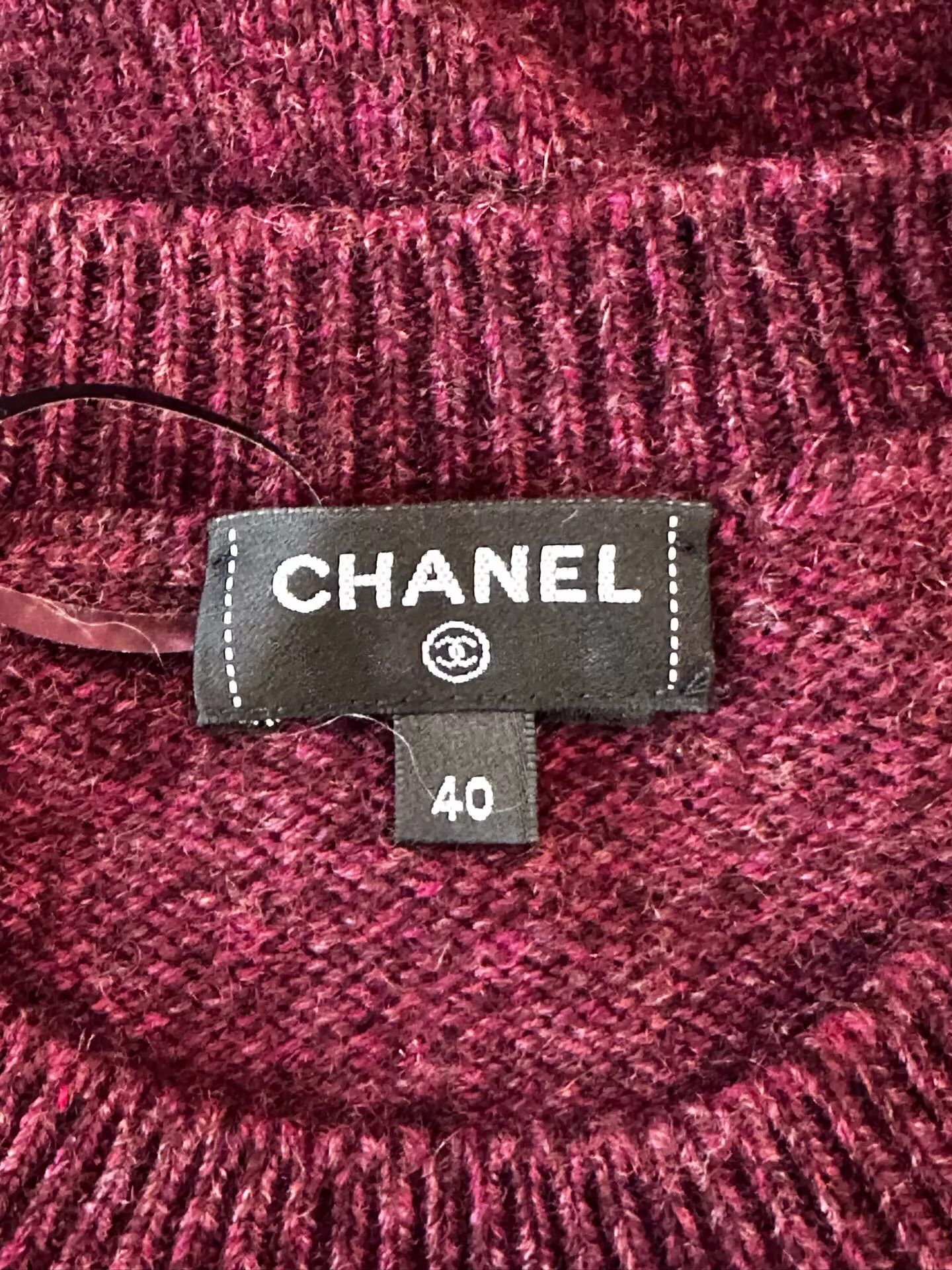 Chanel Chanel Burgundy Side-embroidered CC Guitar Logo Sweater Size M / US 6-8 / IT 42-44 - 5 Thumbnail