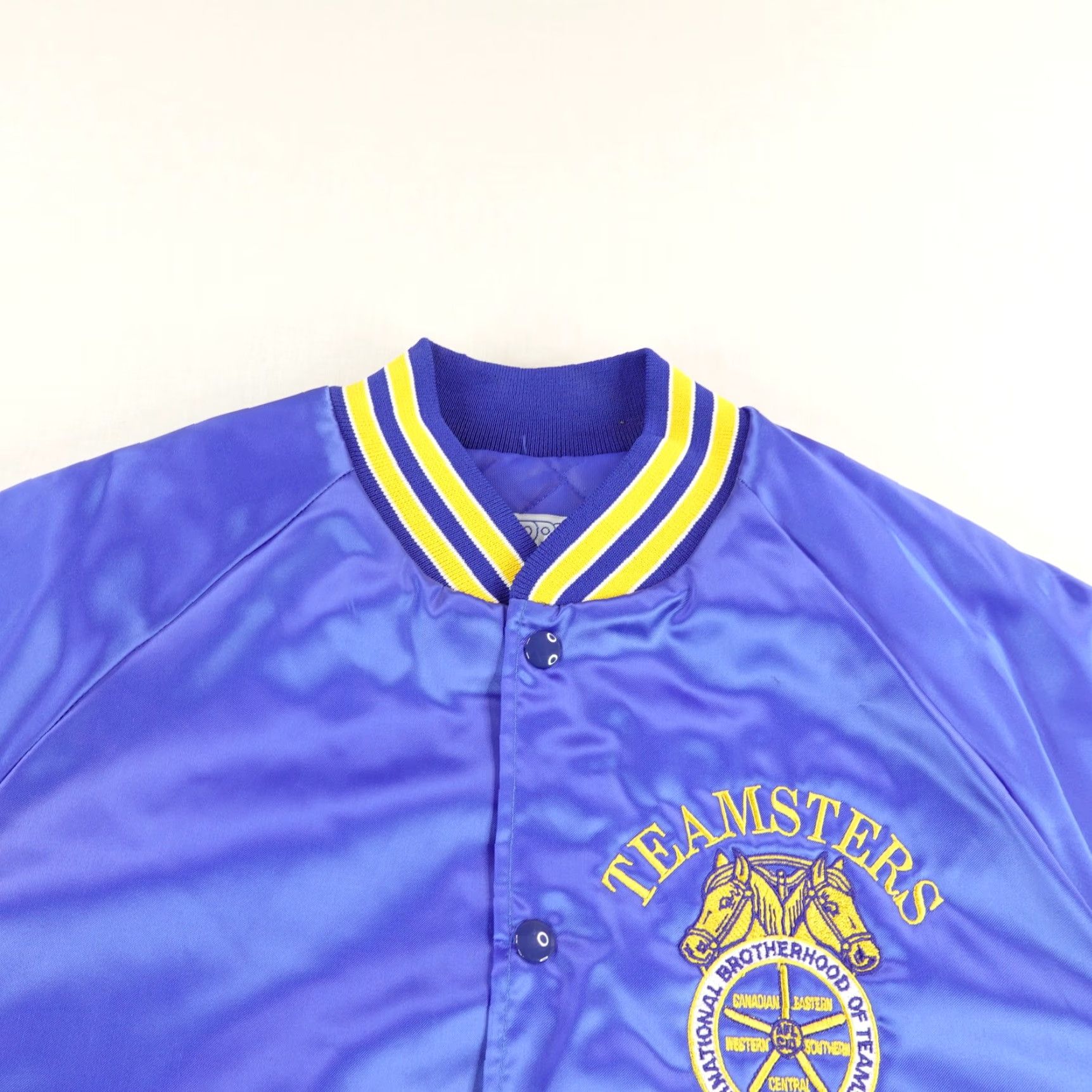 Vintage Vintage Teamsters Jacket Mens Large Blue Satin Quilted Central Coast Bomber Coat Size US L / EU 52-54 / 3 - 2 Thumbnail