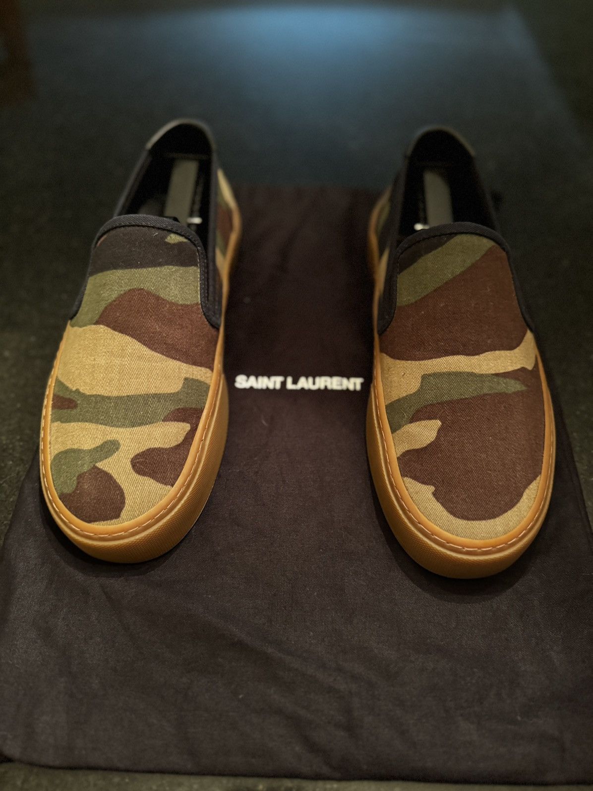 Saint Laurent Paris Men’s Saint Laurent Paris Camo Slip-ons Size US 8 / EU 41 - 3 Thumbnail