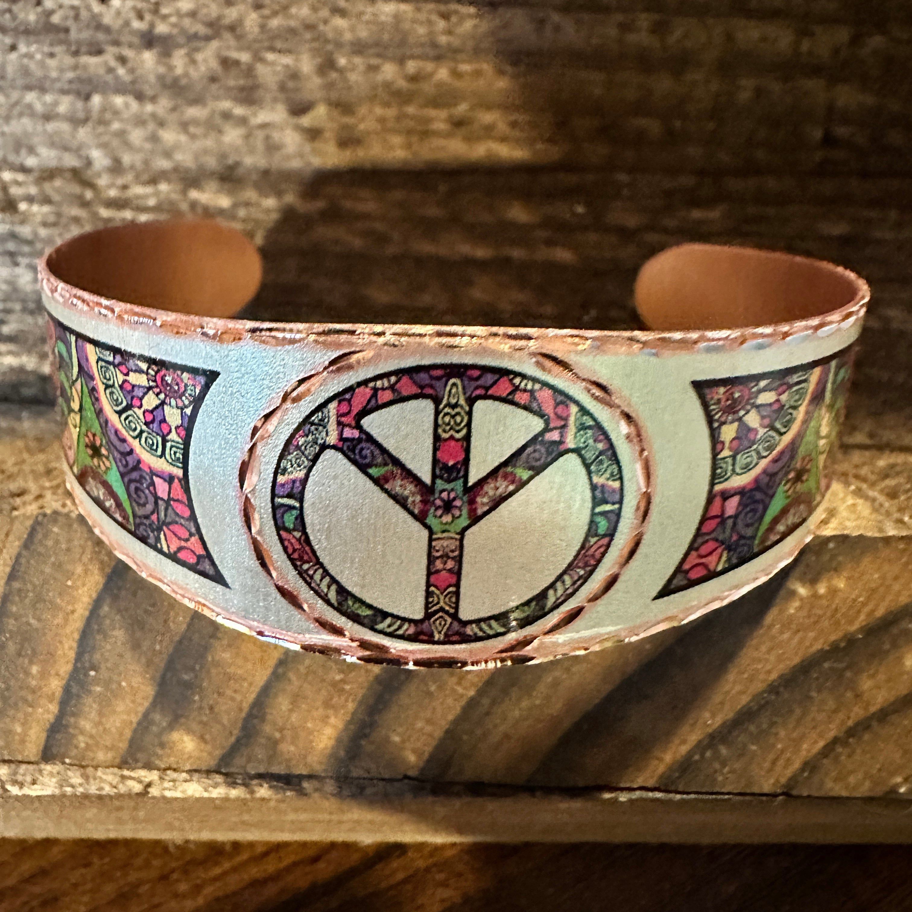 Other Handmade Boho Copper Wide Cuff Bracelet, Diamond Cut Hippie Size ONE SIZE - 1 Thumbnail