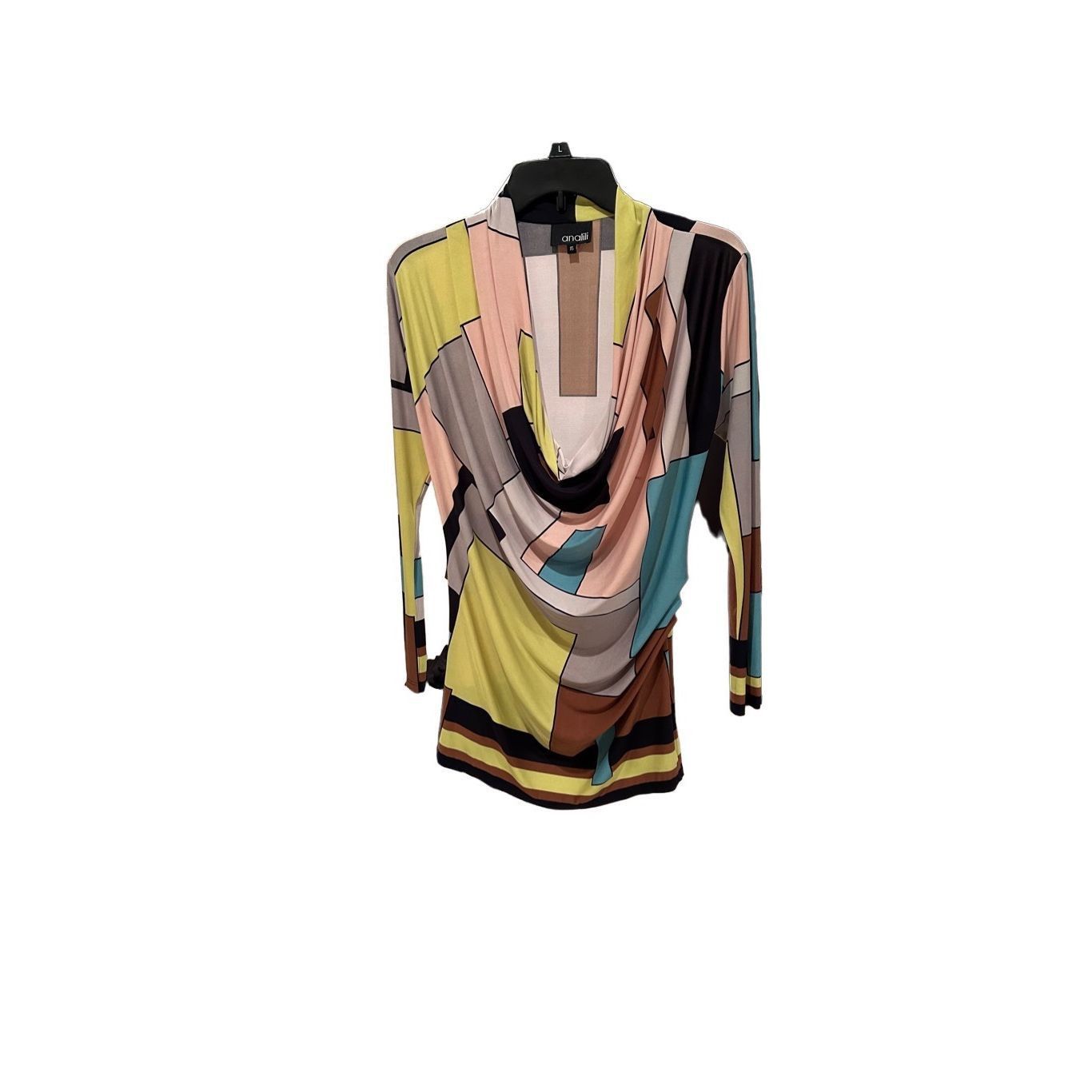 Other ANALILI Abstract White Pink Gray Silky Cowl Neck long Sleeve Size XS / US 0-2 / IT 36-38 - 1 Thumbnail