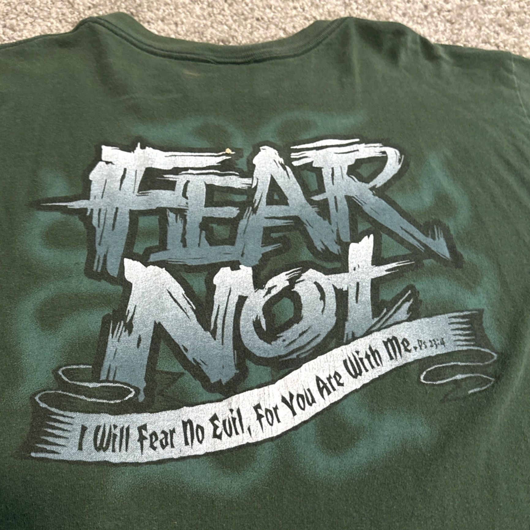 Fruit Of The Loom VINTAGE 90s Jesus Christ God No Fear Fruit of the Loom T-Shirt Large Mens Green Size US L / EU 52-54 / 3 - 4 Thumbnail