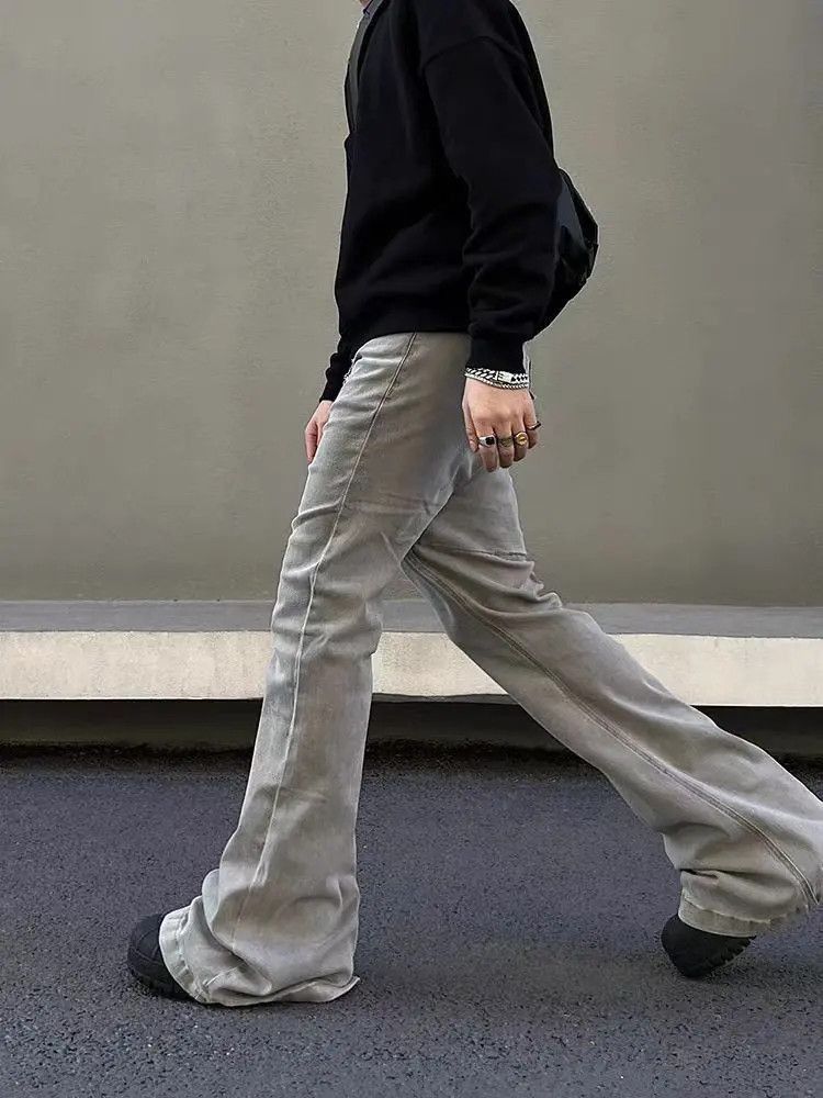 Japanese Brand High Street Gray Straight Micro Flared Jeans Size US 32 / EU 48 - 2 Thumbnail
