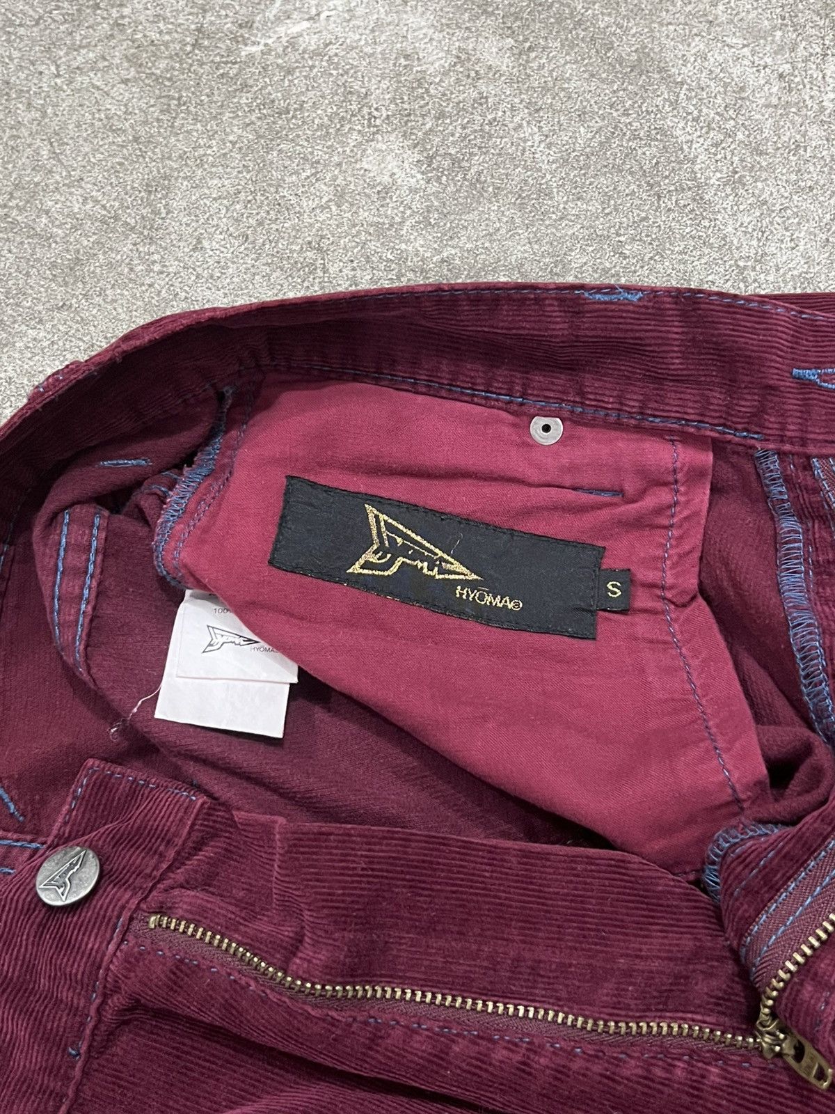 20471120 20471120 Hyoma ‘Blue Line’ Maroon Corduroy Trousers Pants Size US 29 - 8 Thumbnail
