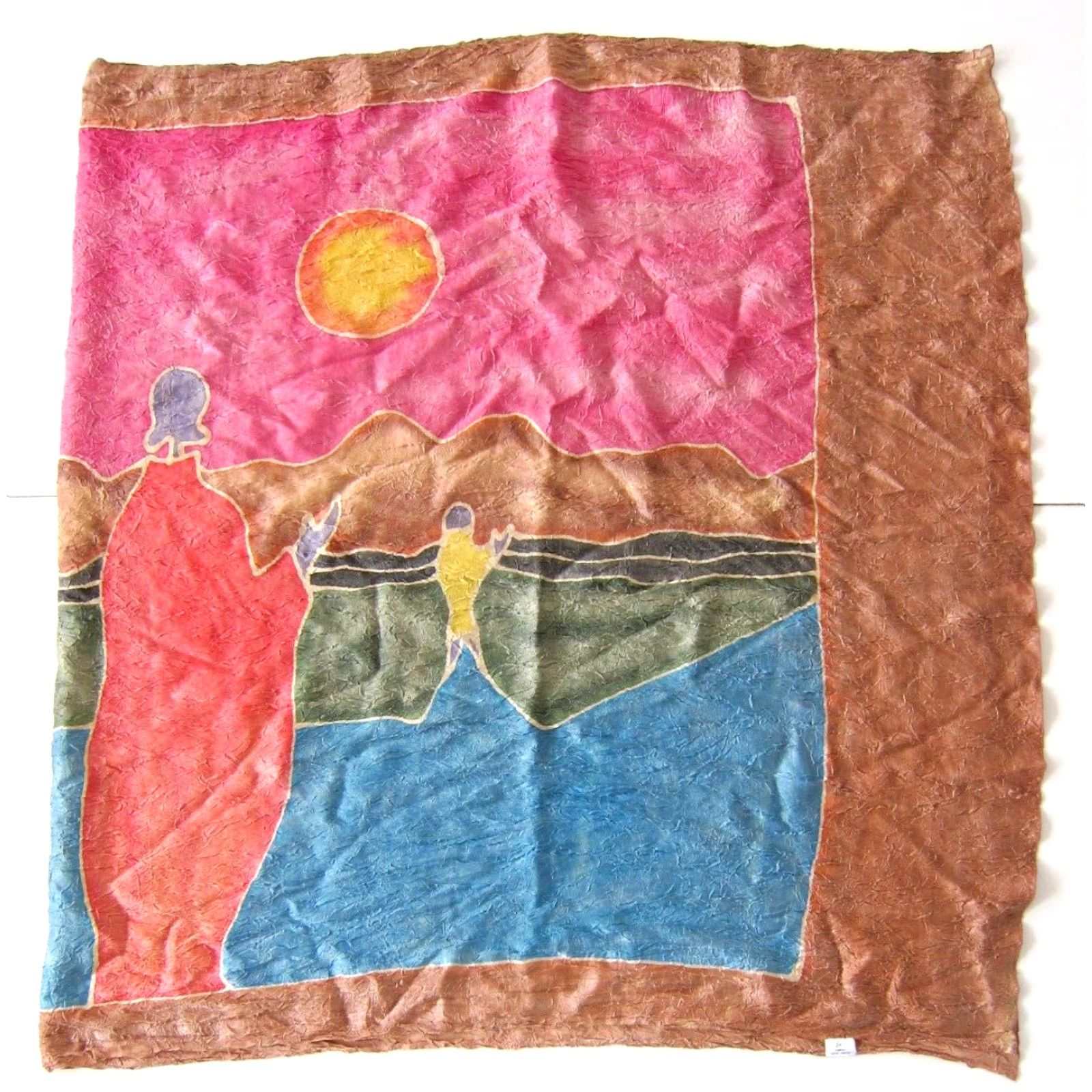 Vintage VINTAGE Planet Surf Hawaii Indonesia Pink Blue Brown Sun Beach Sarong Unisex 42" X 71" Polyester Made in Indonesia" Size ONE SIZE - 8 Thumbnail