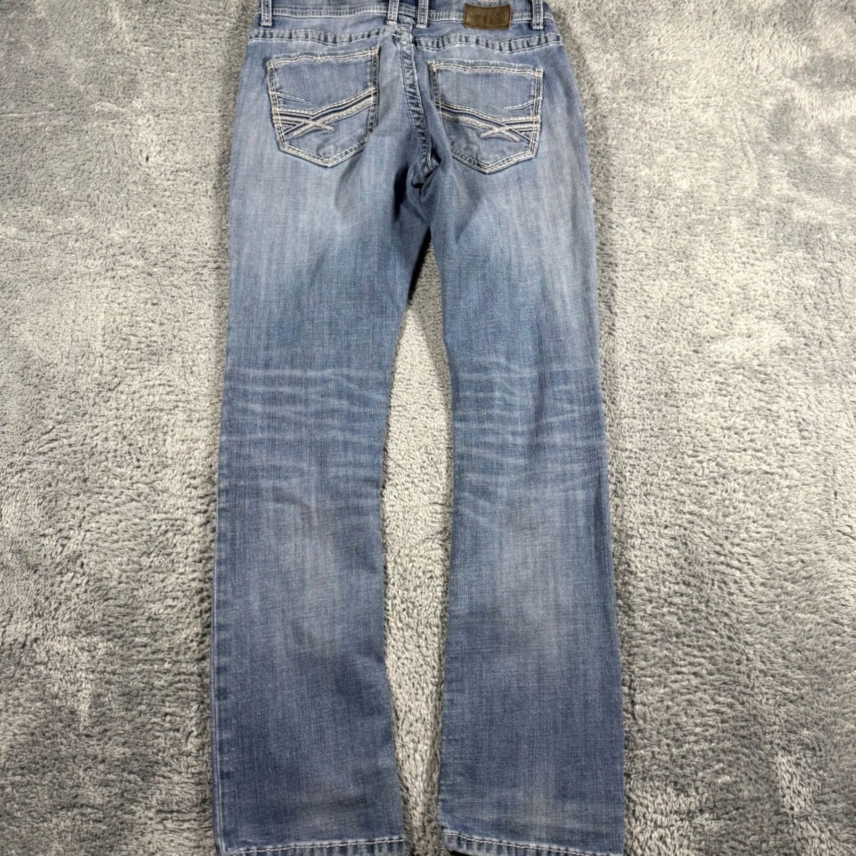 BKE BKE Jake Jeans Straight Leg Medium Wash Western Style embroidered SZ 33x31 Mens Size US 33 - 4 Thumbnail