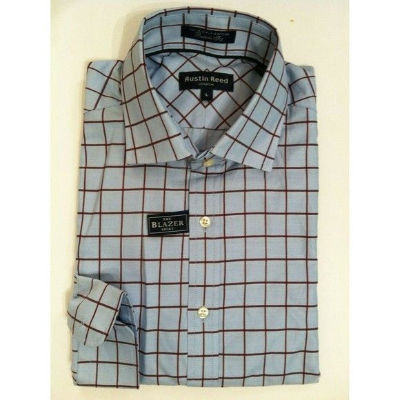 Austin Reed AUSTIN REED MENS NEW BLUE 100%COTTON DRESS SHIRT SIZE: L Size US L / EU 52-54 / 3 - 1 Thumbnail