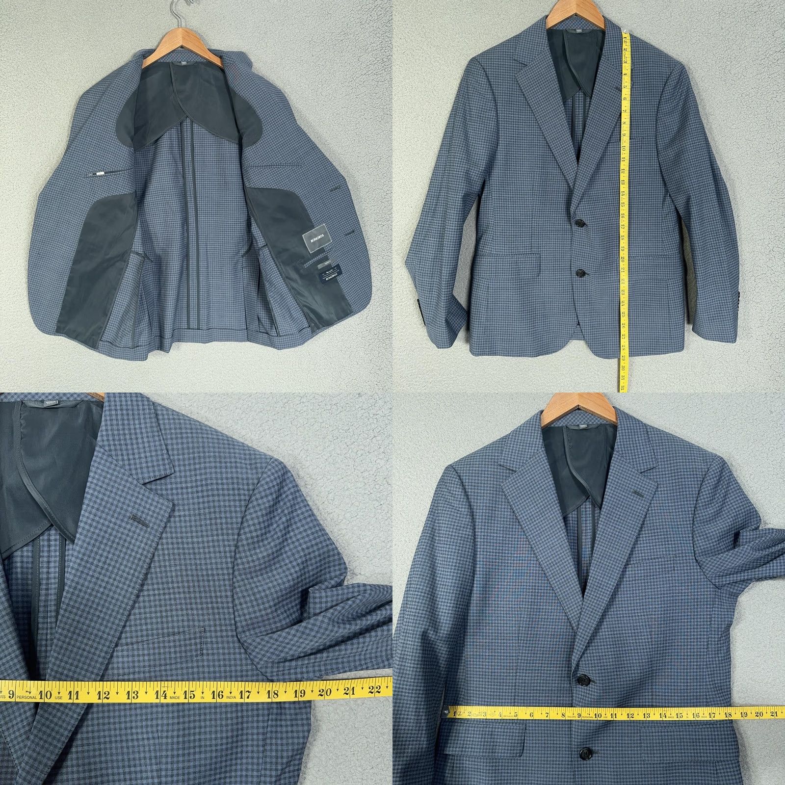 Bonobos Bonobos Blazer Mens 38 Short Blue Gray Check Italian Wool Sports Coat Short Notch Lapel Two-Button Size US 38 / EU 54 - 9 Thumbnail