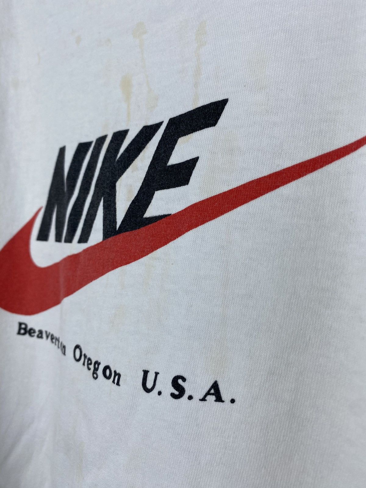 Nike × Vintage 70s🔥Nike Oregon Distressed Dirty White Vntg Tee Size US M / EU 48-50 / 2 - 7 Thumbnail