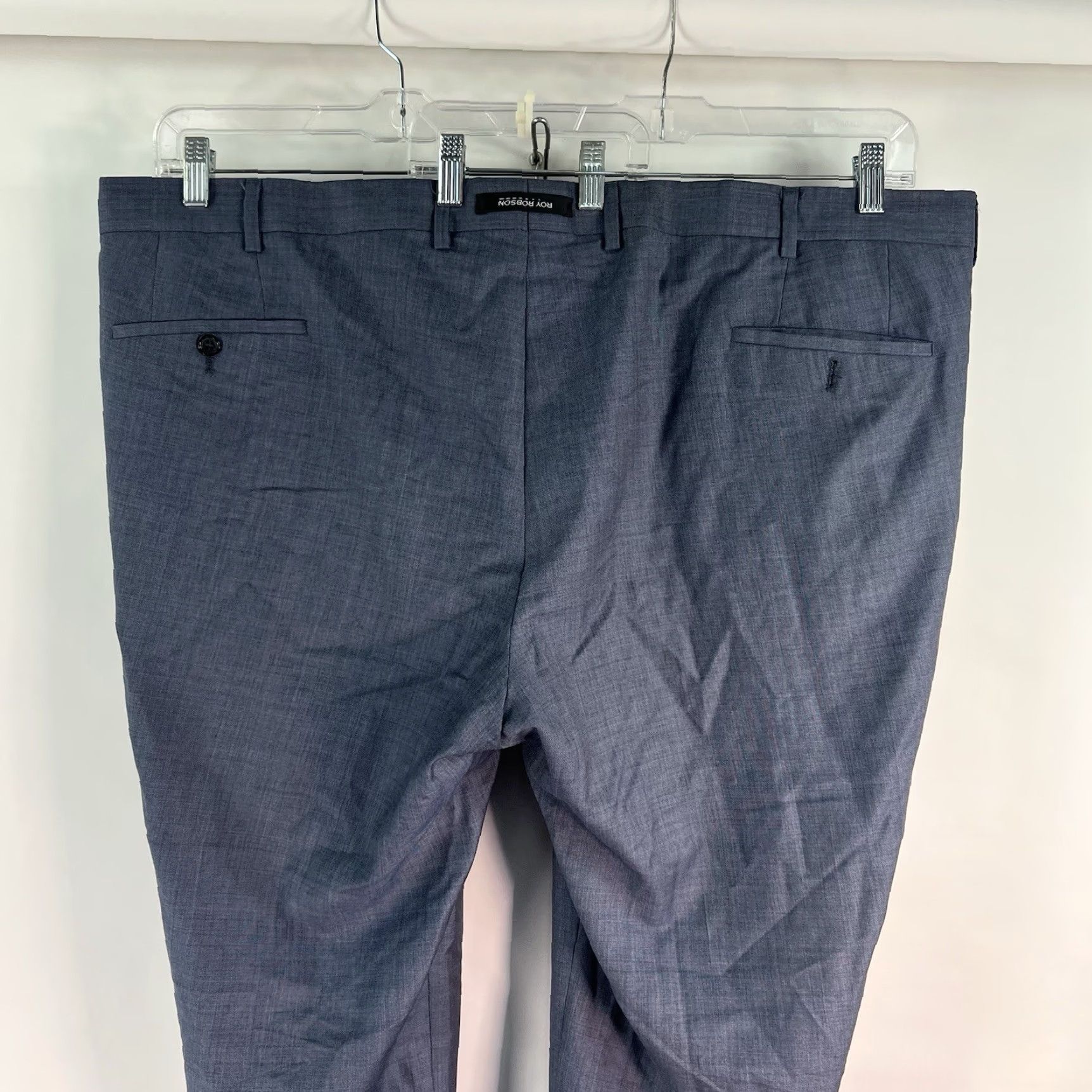 Vintage Roy Robson Wool Dress Pants Blue 31 X32 Lined Classic Herringbone Wool Dress Pants Mens Regular Flat Front Tailored Size US 31 - 6 Thumbnail