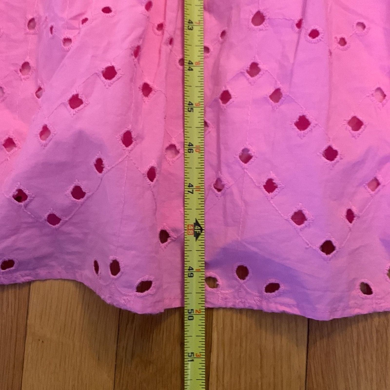 Zara BNWT Zara pink puff sleeve cotton eyelet dress Size L / US 10 / IT 46 - 11 Thumbnail