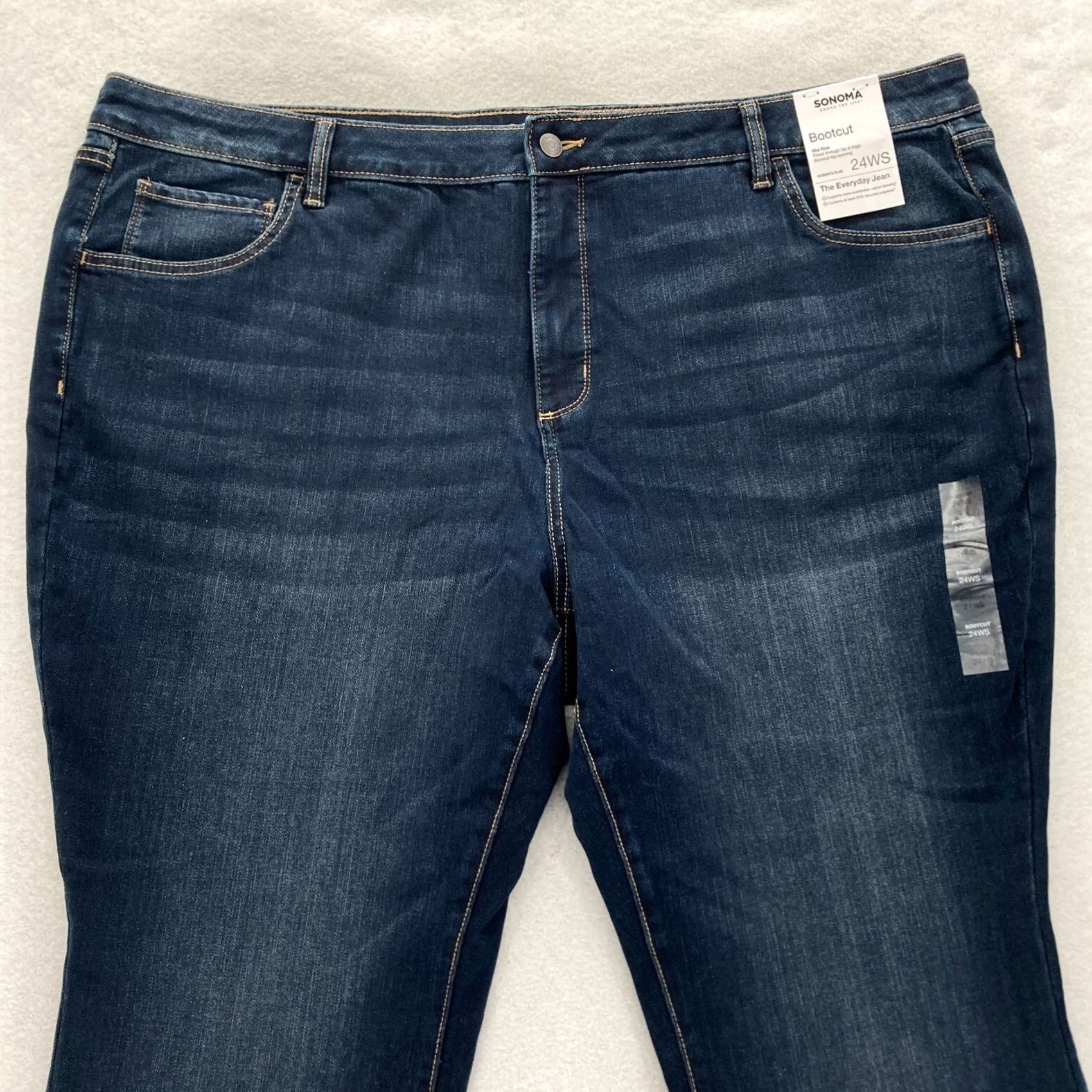 Denime Sonoma Bootcut Jeans Womens Plus 24WS Dark Wash Blue Stretch Denim Mid Rise NWT Size 42" / US 20 - 2 Thumbnail