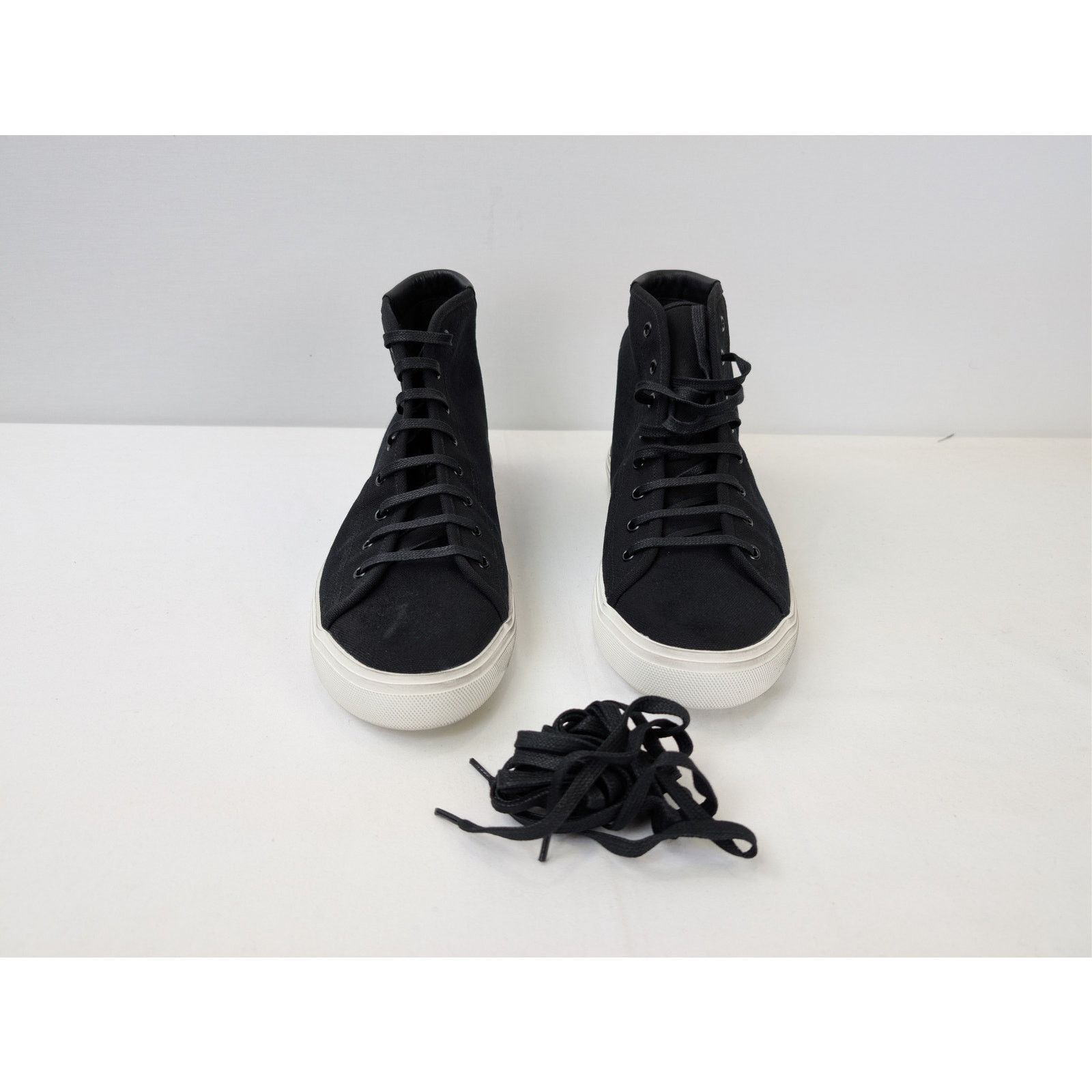 Saint Laurent Paris o1rshd1 Malibu Mid-Top Sneaker in black canvas and leather Size US 11 / EU 44 - 8 Thumbnail