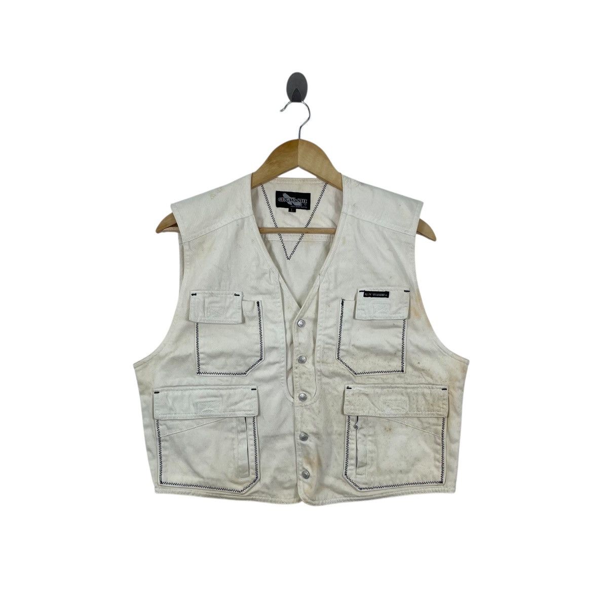 Japanese Brand Vintage Gin Washi Japan Workwear Tactical Cotton Vest Size US L / EU 52-54 / 3 - 1 Thumbnail