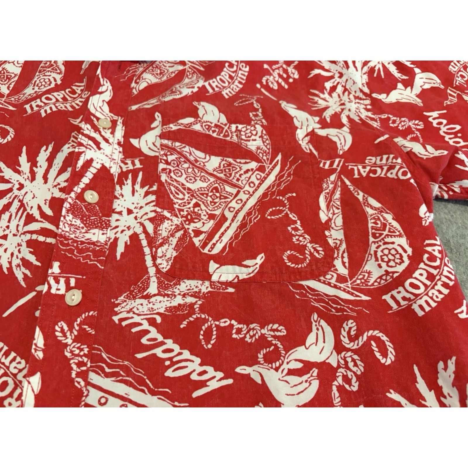 Ralph Lauren VINTAGE Ralph Lauren Short Sleeve Button-Up Shirt Hawaiian Red AOP Large Size US L / EU 52-54 / 3 - 4 Thumbnail