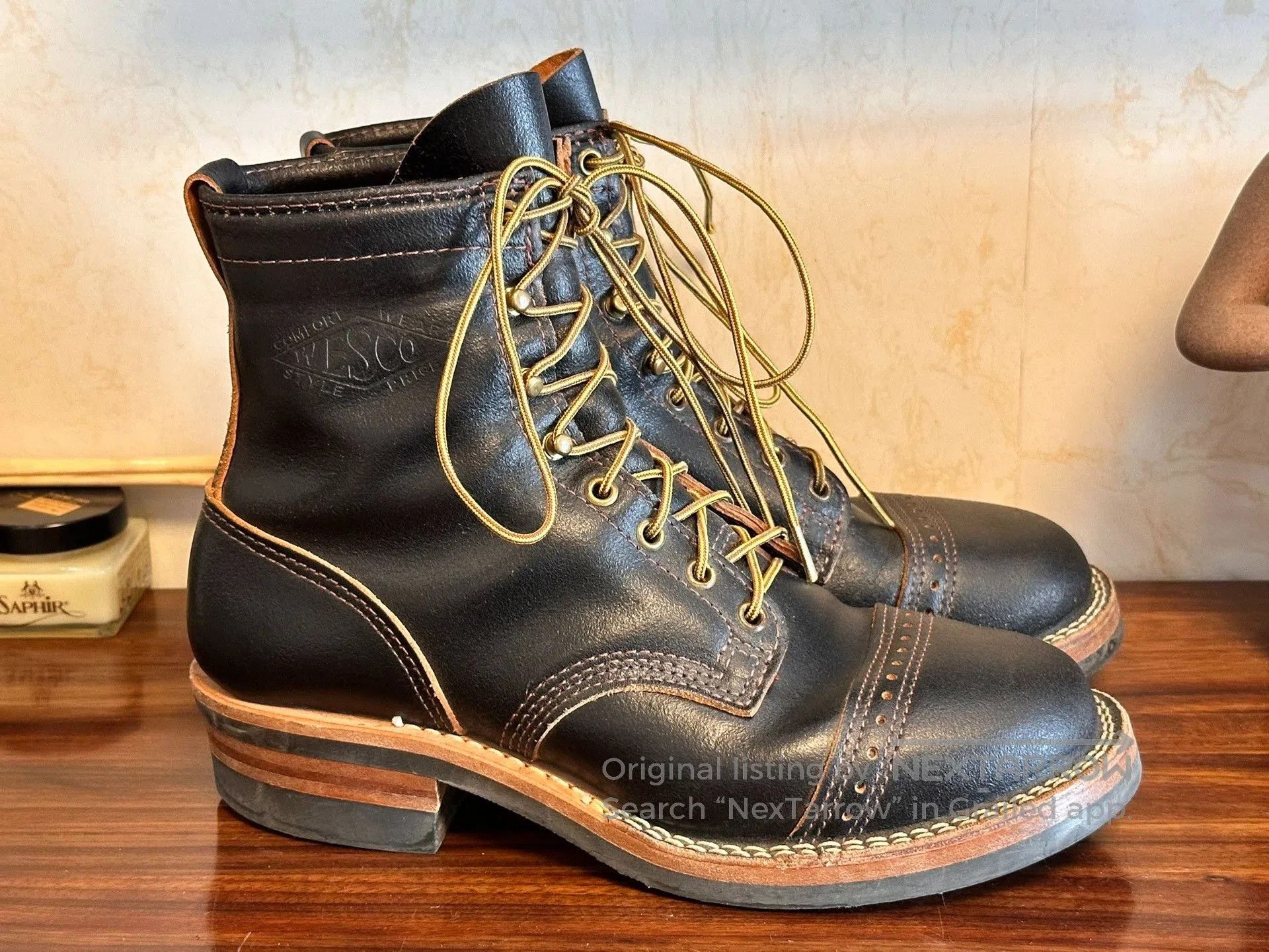 WESCO Wesco Warren Navy Waxed Leather Shoes. Size US 8.5 / EU 41-42 - 2 Thumbnail