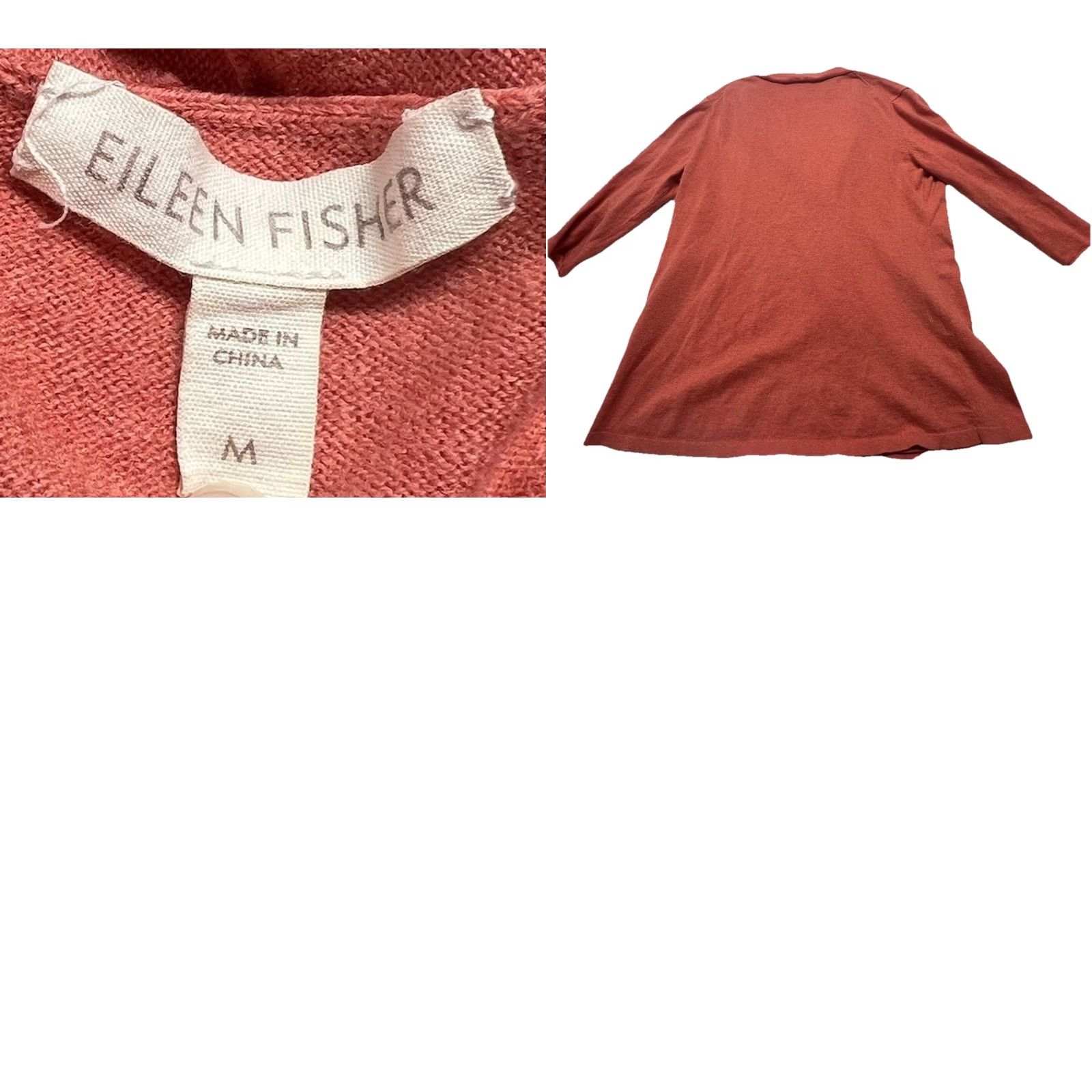 Eileen Fisher Eileen Fisher Tunic Women’s M 3/4 Sleeve V-Neck Cotton Cashmere Terracotta Orange Knit Sweater Dressy Casual Size M / US 6-8 / IT 42-44 - 8 Thumbnail
