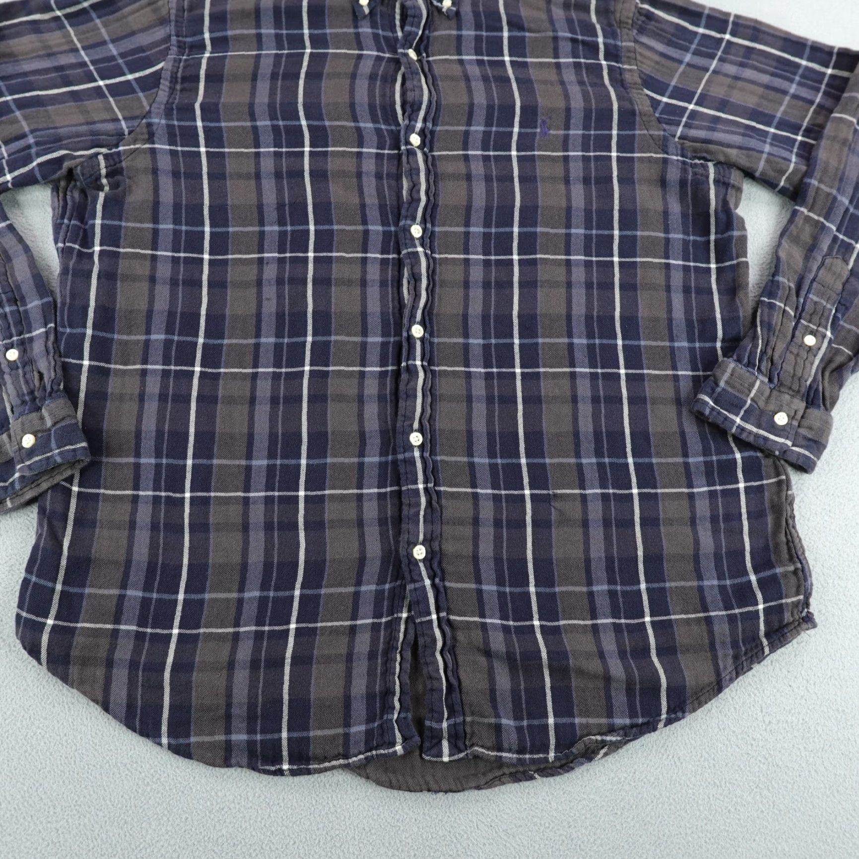 Ralph Lauren VINTAGE Ralph Lauren Shirt Mens XL Casual Long Sleeve Flannel Plaid Cotton Blue 90s Preppy Size US XL / EU 56 / 4 - 4 Thumbnail