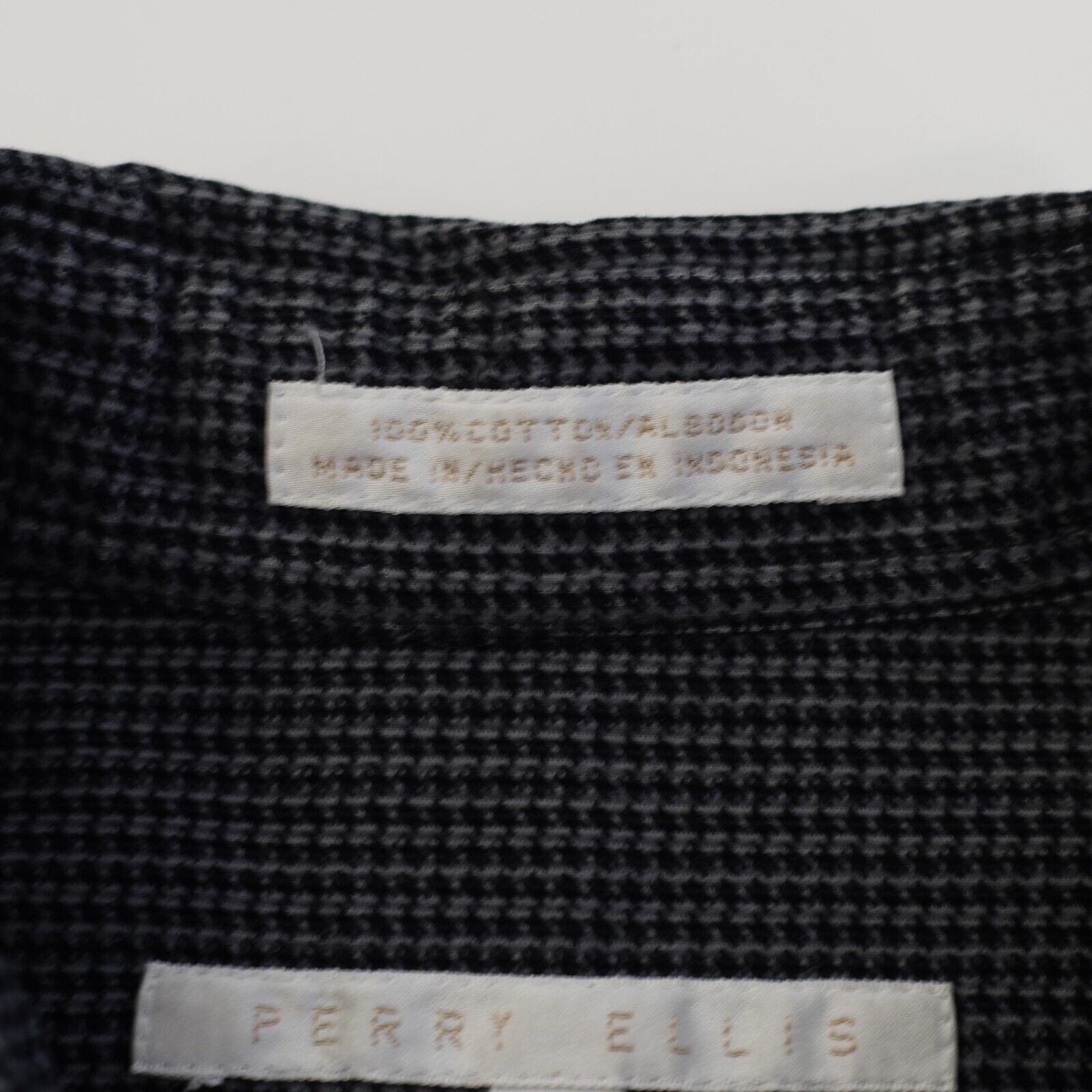 Perry Ellis Perry Ellis Gray Black Velvet Houndstooth Medium Pocket Coll Size US M / EU 48-50 / 2 - 10 Thumbnail