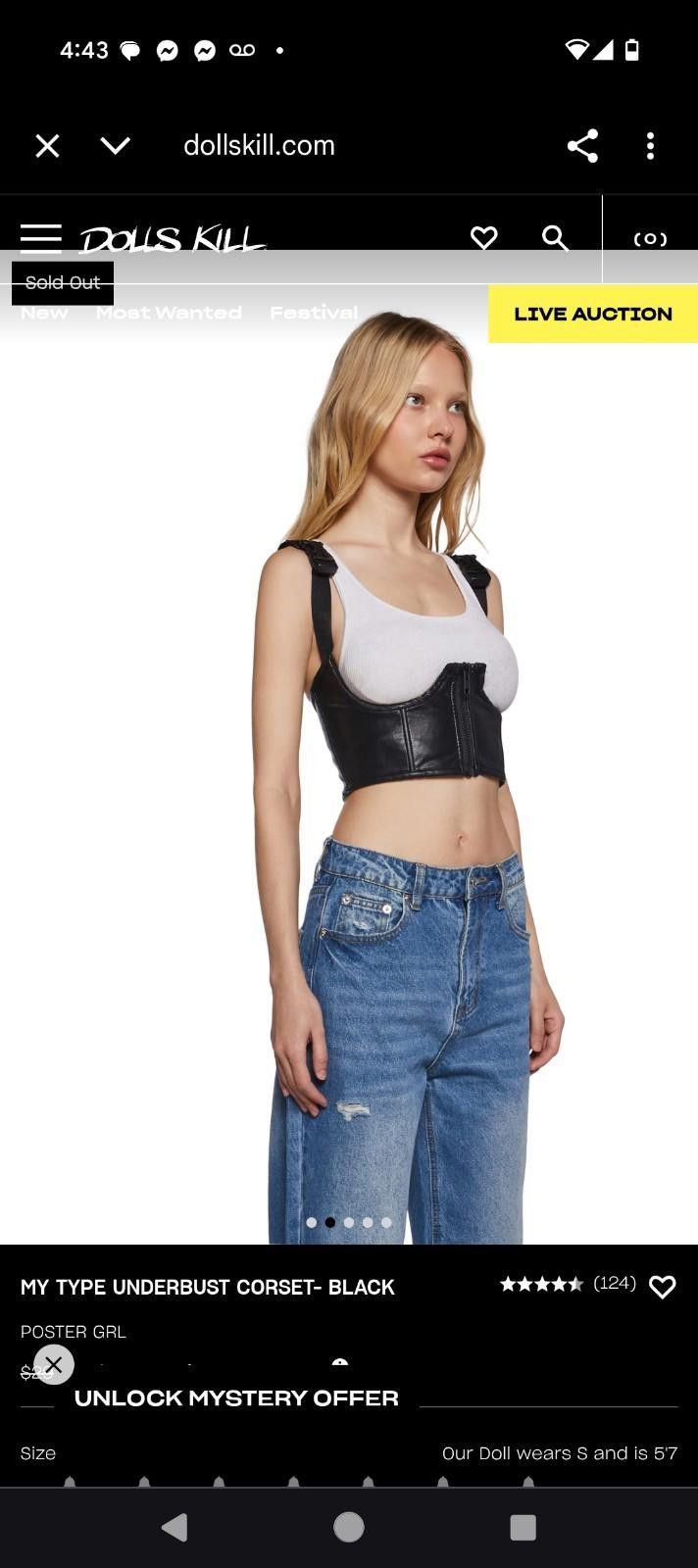 Designer Dolls Kill Poster Grl Black Vegan Leather Underbust Corset Size ONE SIZE - 9 Thumbnail