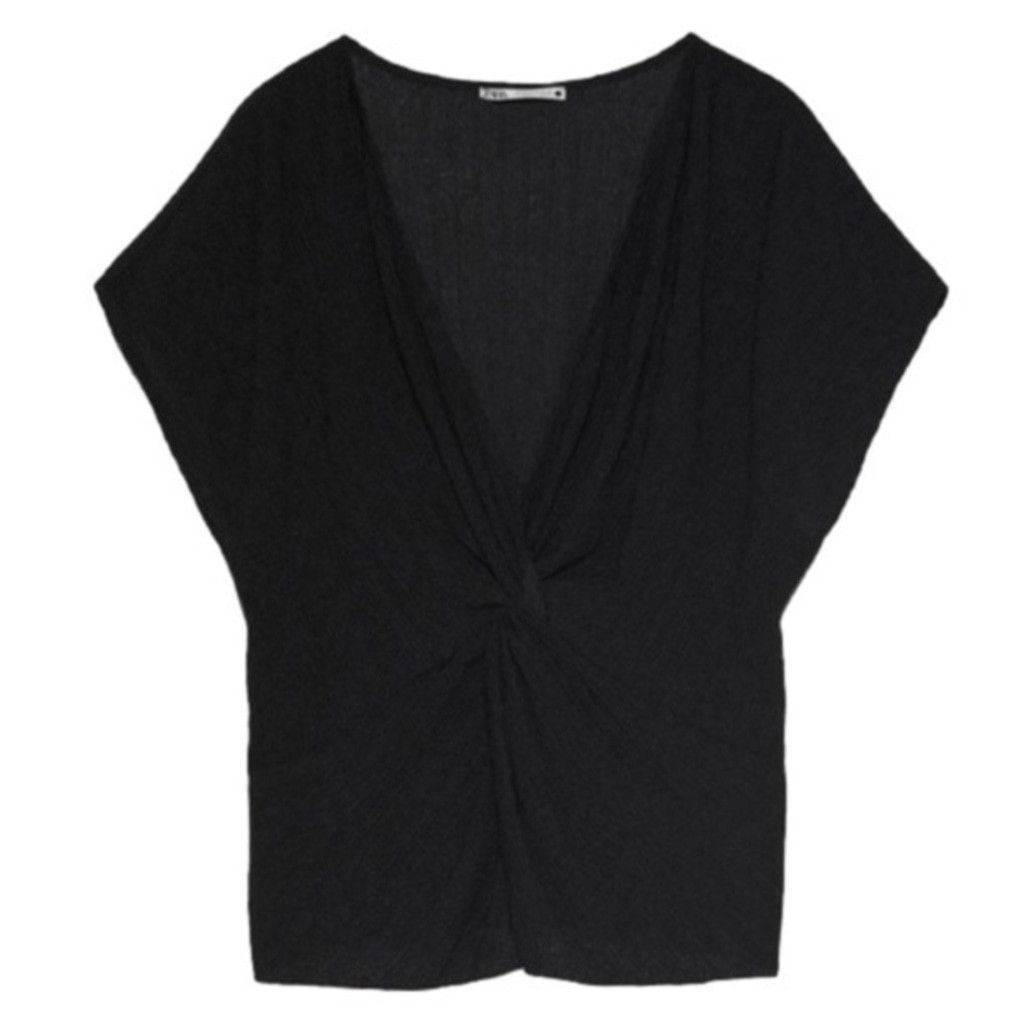 Zara Zara Women's Black Twisted V-Neck Blouse Size Medium Size M / US 6-8 / IT 42-44 - 10 Thumbnail