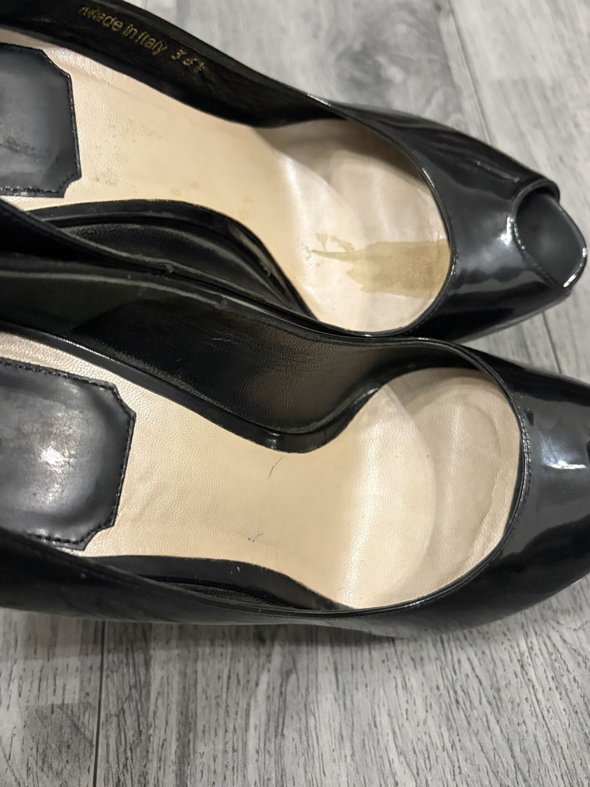 Dior DIOR Black Patent Miss Dior Peep-Toe Stiletto Pumps Size US 6.5 / IT 36.5 - 10 Thumbnail