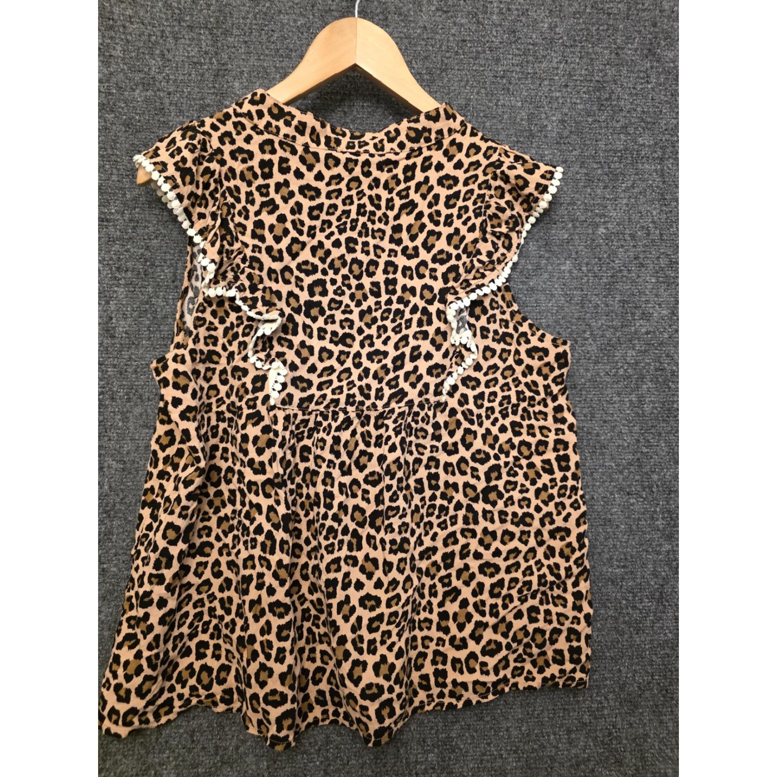 Vintage THML Blouse Womens Large Brown Leopard Embroidered Flutter Sleeve Tunic Boho Top Shirt Size L / US 10 / IT 46 - 7 Thumbnail
