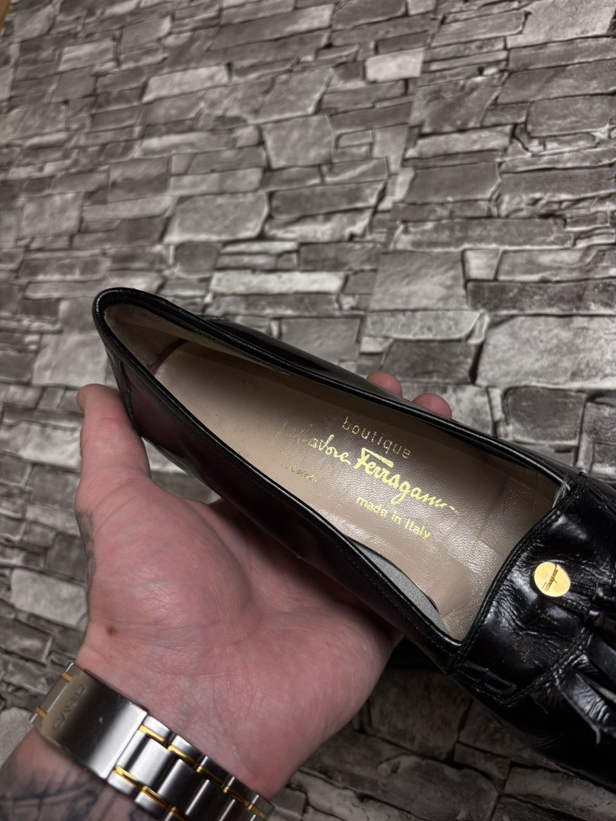 Salvatore Ferragamo Salvatore Ferragamo Vintage Tassel Loafers Black Leather Size US 10.5 / IT 40.5 - 2 Thumbnail