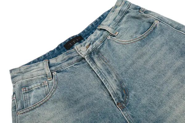 VIBE Men's loose punk split gradient distressed washed jeans Size US 32 / EU 48 - 4 Thumbnail