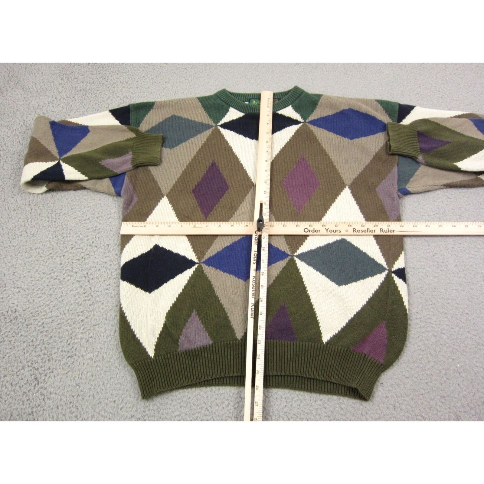Vintage VINTAGE Byford Sweater Mens XL Brown Diamonds 90s Pullover Knit Crew Neck Made for Casual Winter Fall Spring Mens Size US XL / EU 56 / 4 - 6 Thumbnail