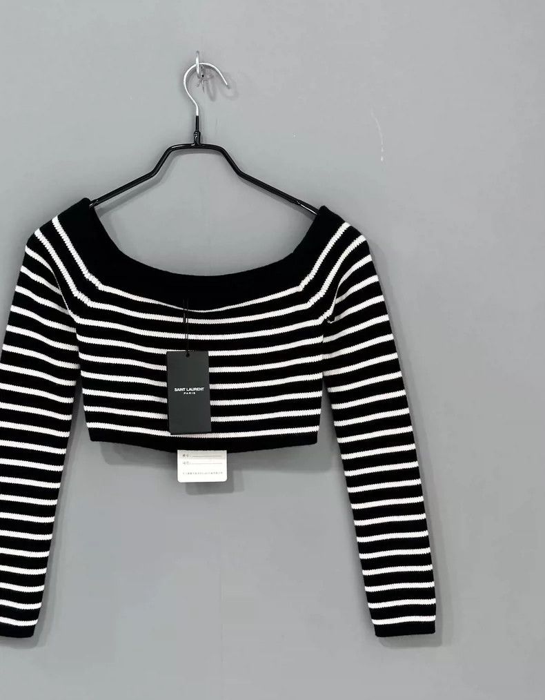 Saint Laurent Paris Saint Laurent Paris Striped one-neck off-the-shoulder knit Size S / US 4 / IT 40 - 2 Thumbnail