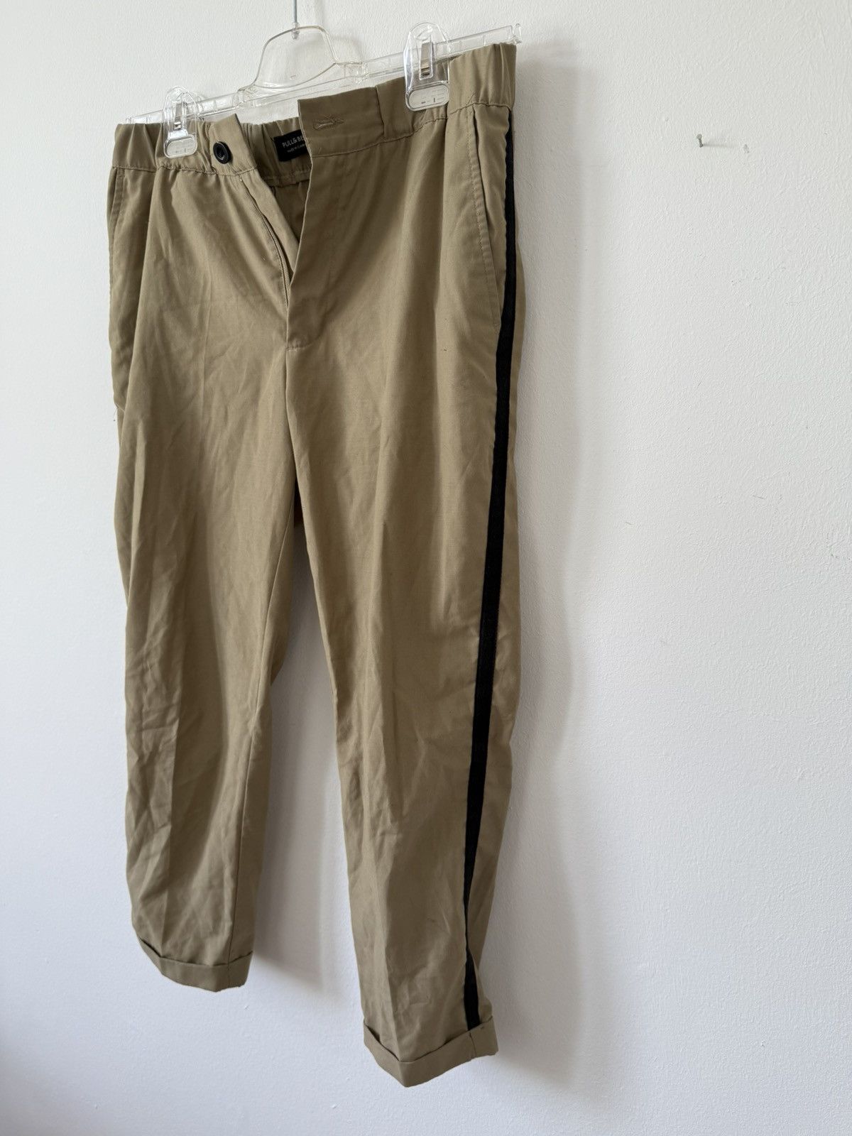 Pull & Bear Beige Pull&Bear pant with black stripe Size US 32 / EU 48 - 2 Thumbnail