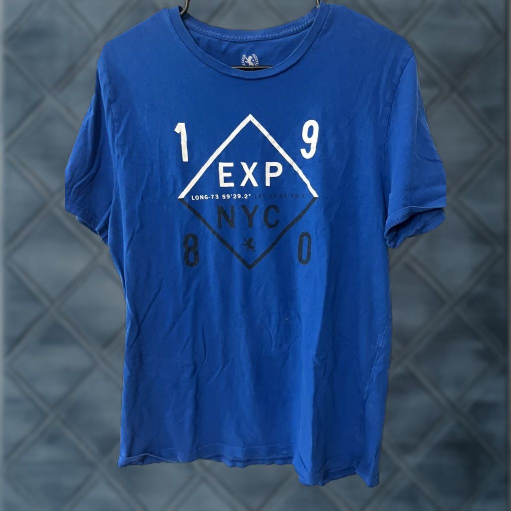 Express VINTAGE? No. Use: EXPRESS Shirt Men L Royal Blue Graphic Print Short Sleeve Crew Neck 100% Cotton Slim Regular Size L Men Size US L / EU 52-54 / 3 - 1 Thumbnail