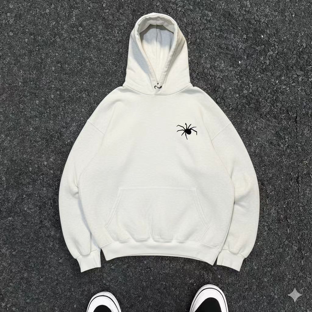 Vintage White washed vintage spider print hoodie y2k Size US M / EU 48-50 / 2 - 2 Thumbnail