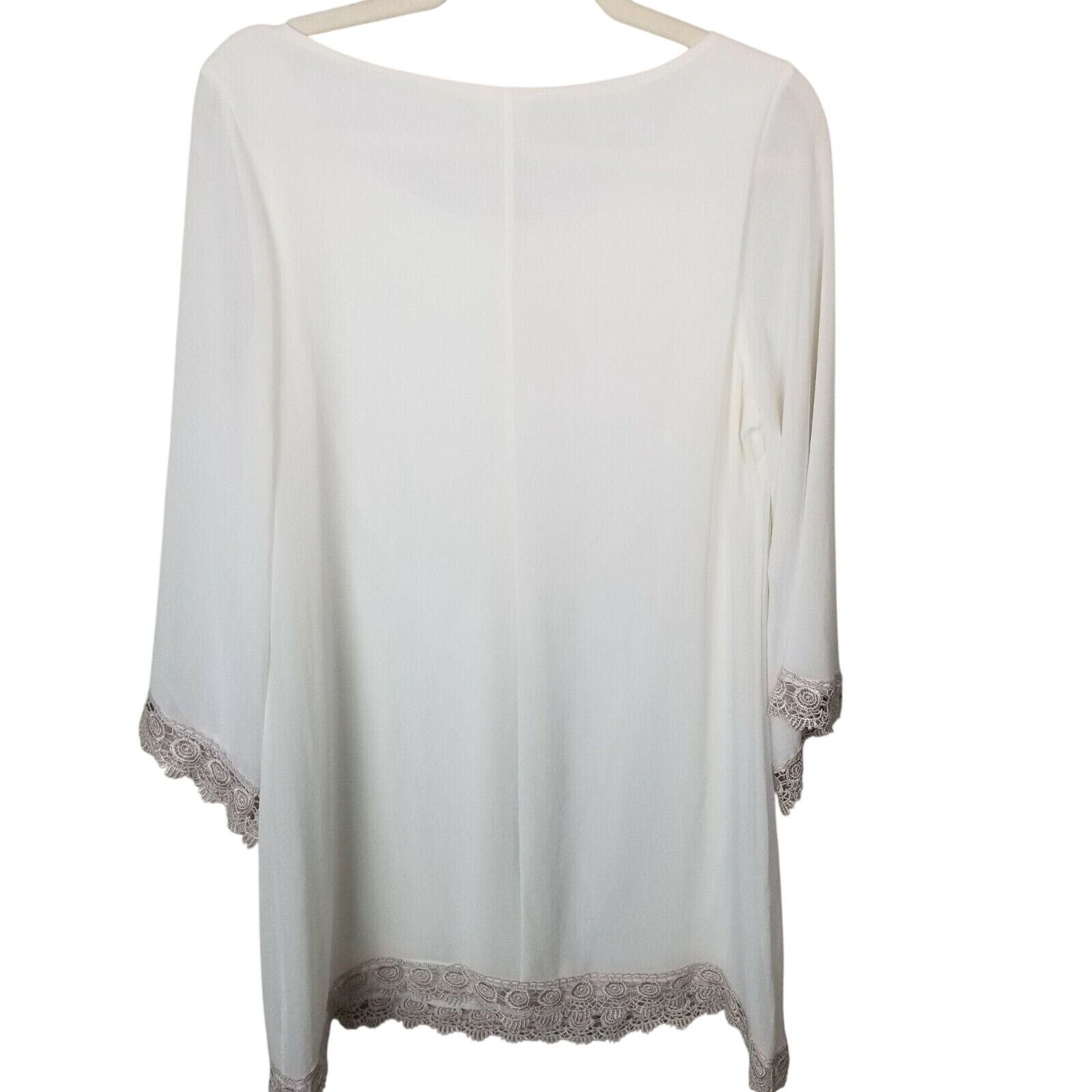 Aubercy Love Audrey 3+1 Tunic Blouse Sz L Lace Trim Classic Romantic Size L / US 10 / IT 46 - 7 Thumbnail