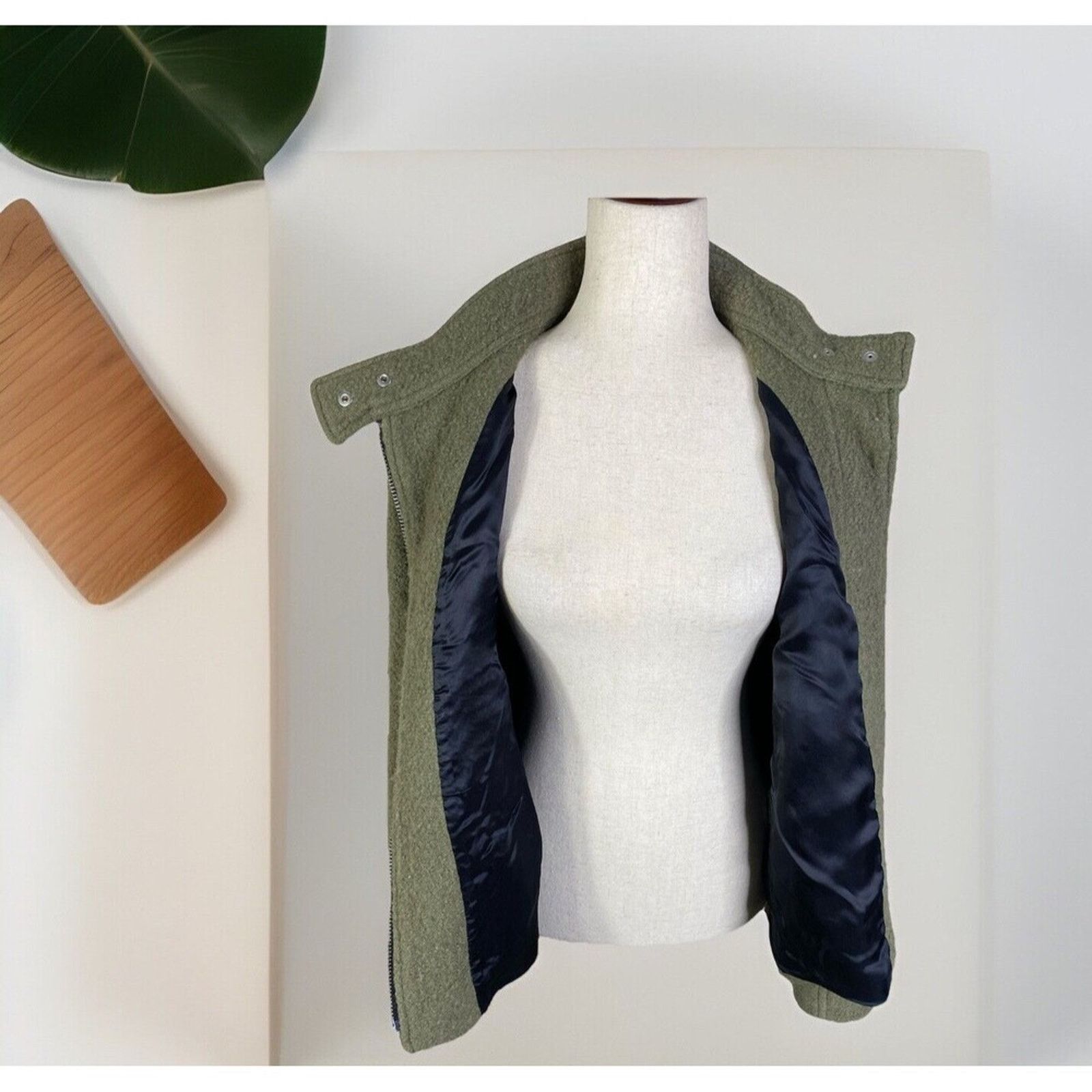 Zara Zara Olive Green Boiled Wool Blend Oversized Jacket Sz Lg Size L / US 10 / IT 46 - 7 Thumbnail