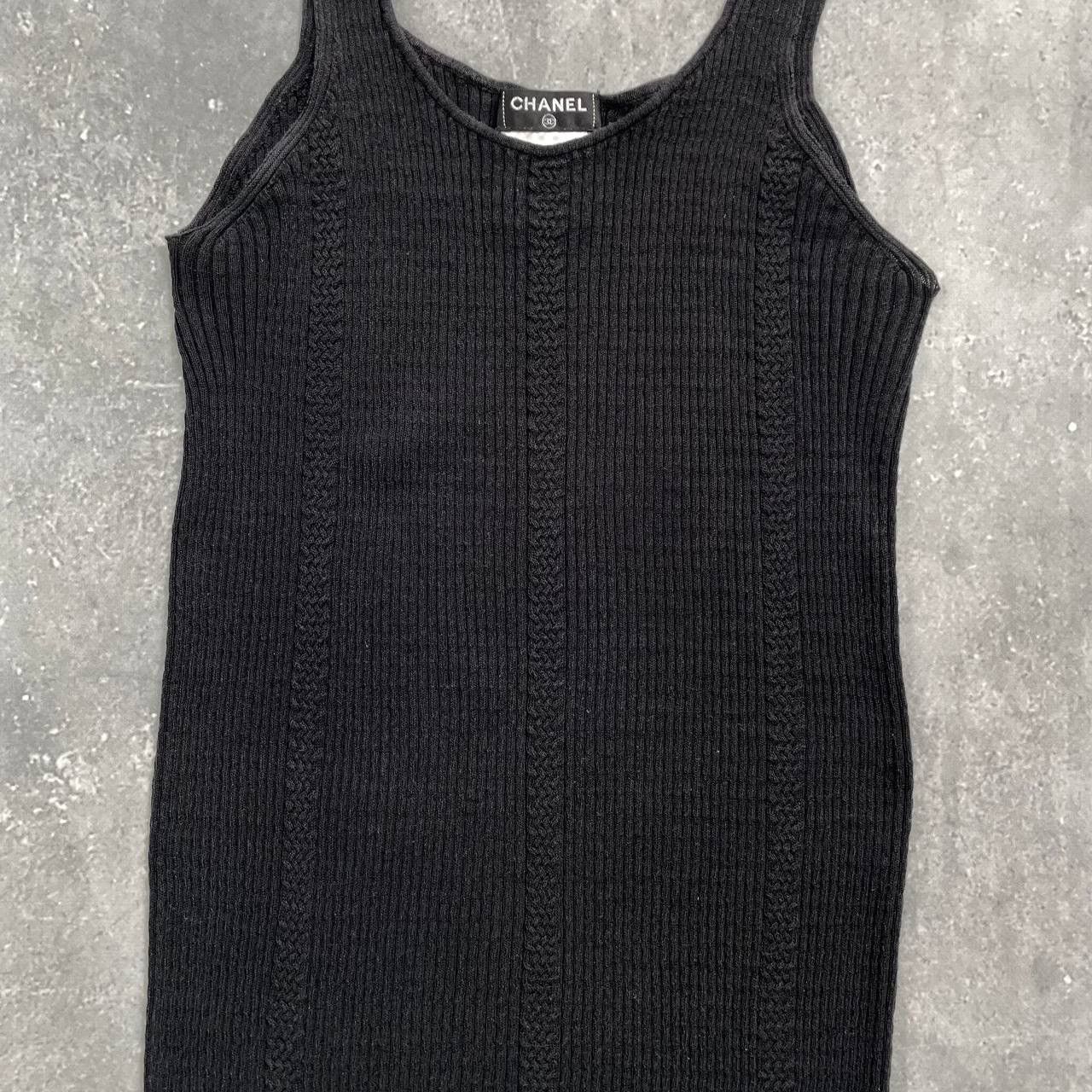 Chanel Vintage Chanel Ribbed Sleeveless Tank Top Logo Women’s Black Size XS / US 0-2 / IT 36-38 - 8 Thumbnail