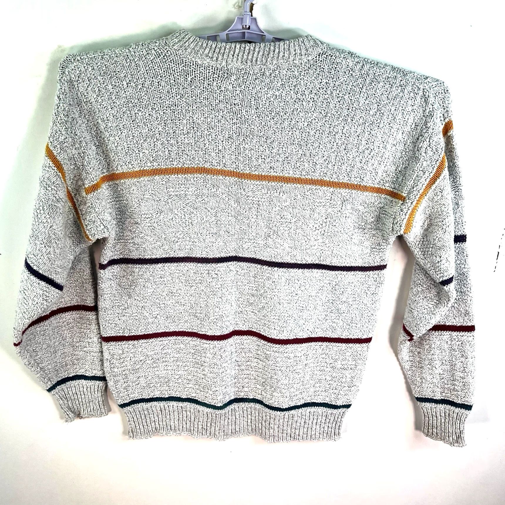Vintage VTG Issue Striped Cotton Pullover Sweater Mens M Gray 90s USA Crew Neck Knit Cable Logo, Pullover, Casual, Winter Fall, Regular Size Mens Size US M / EU 48-50 / 2 - 4 Thumbnail