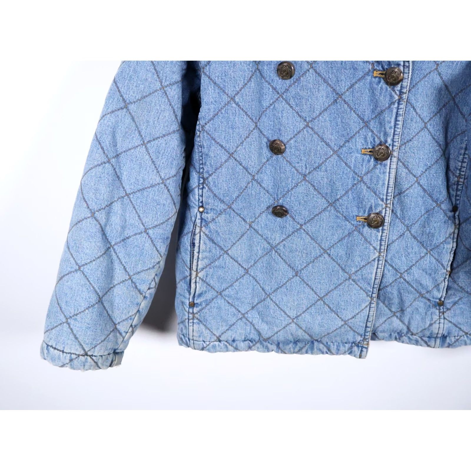 Vintage Lauren Jeans Co. Polo Ralph Blue Quilted Double Breasted Peacoat Women's Small Size 28" / US 6 / IT 42 - 6 Thumbnail