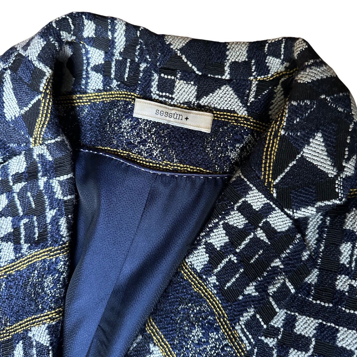 Other Sessùn Geometric Jacquard Oversized Blazer Jacket Navy XS Size XS / US 0-2 / IT 36-38 - 4 Thumbnail