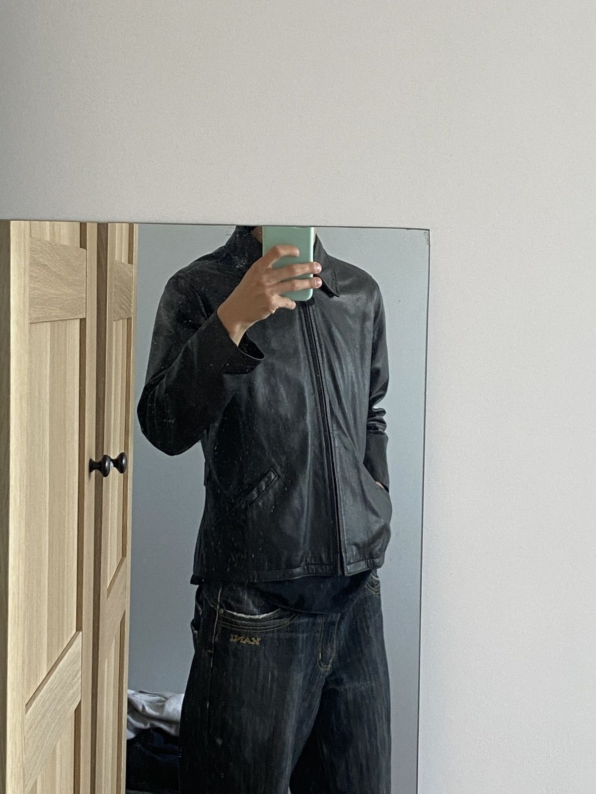 Vintage Vintage Y2k Black Leather Oversize Bomber Jacket Avant Garde Size US M / EU 48-50 / 2 - 2 Thumbnail