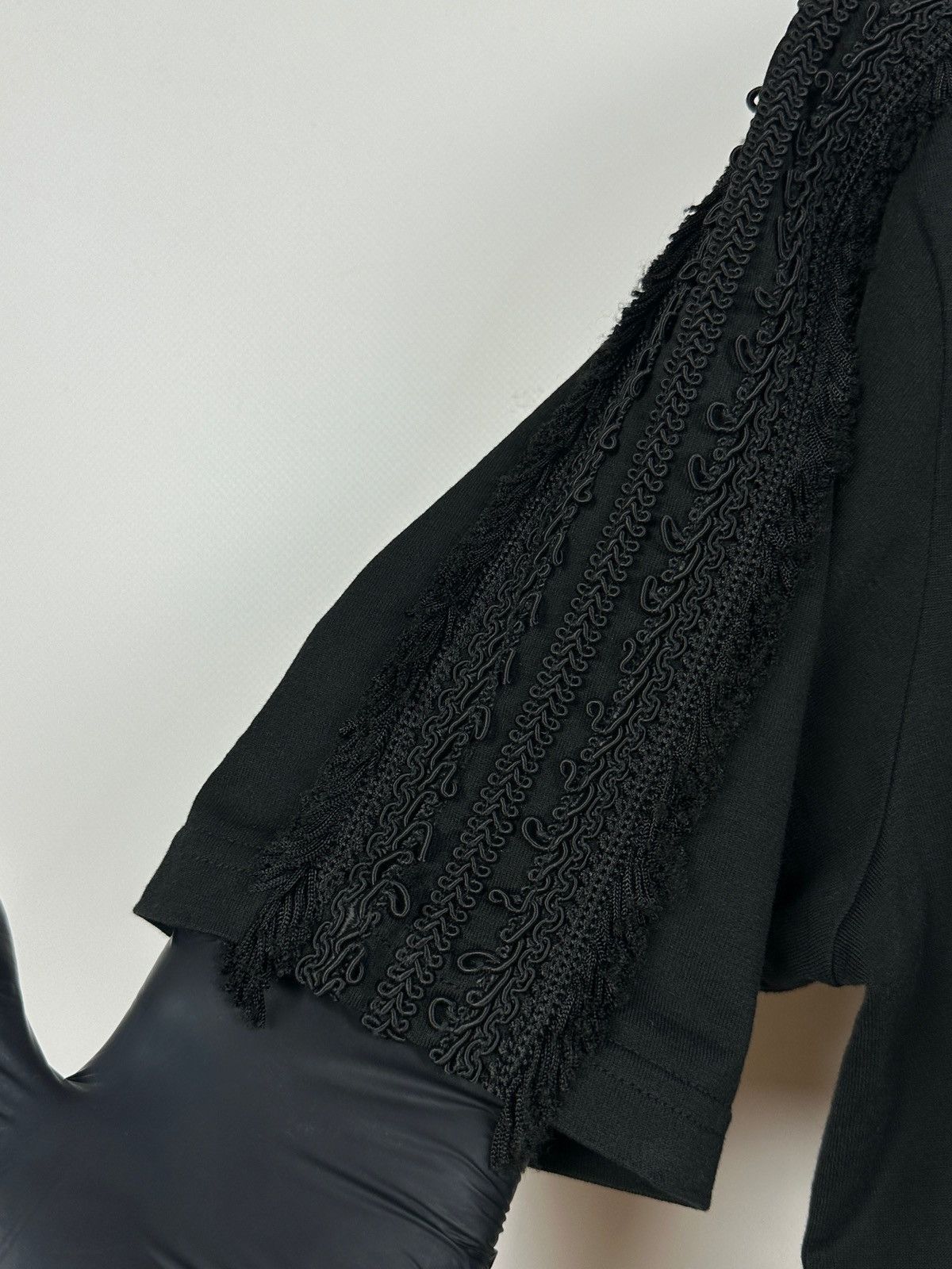 Dolce & Gabbana Dolce & Gabbana Black Sacred Heart Fringe Trim T-Shirt Size US M / EU 48-50 / 2 - 12 Thumbnail