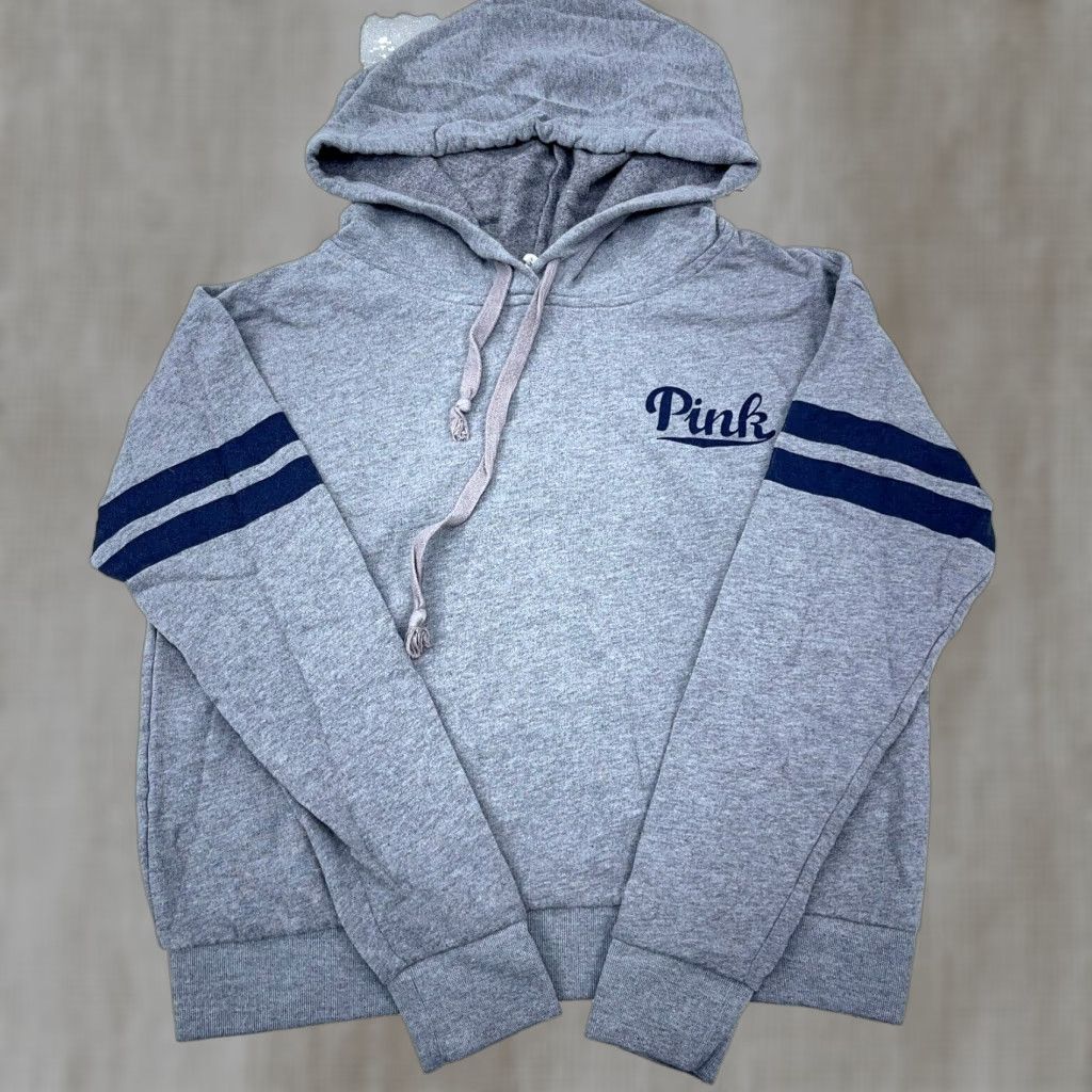 Victoria's Secret VINTAGE Victoria's Secret Hoodie Shirt Women Small Gray Sweatshirt Sweater Stripes Heather Thin Size S / US 4 / IT 40 - 1 Thumbnail