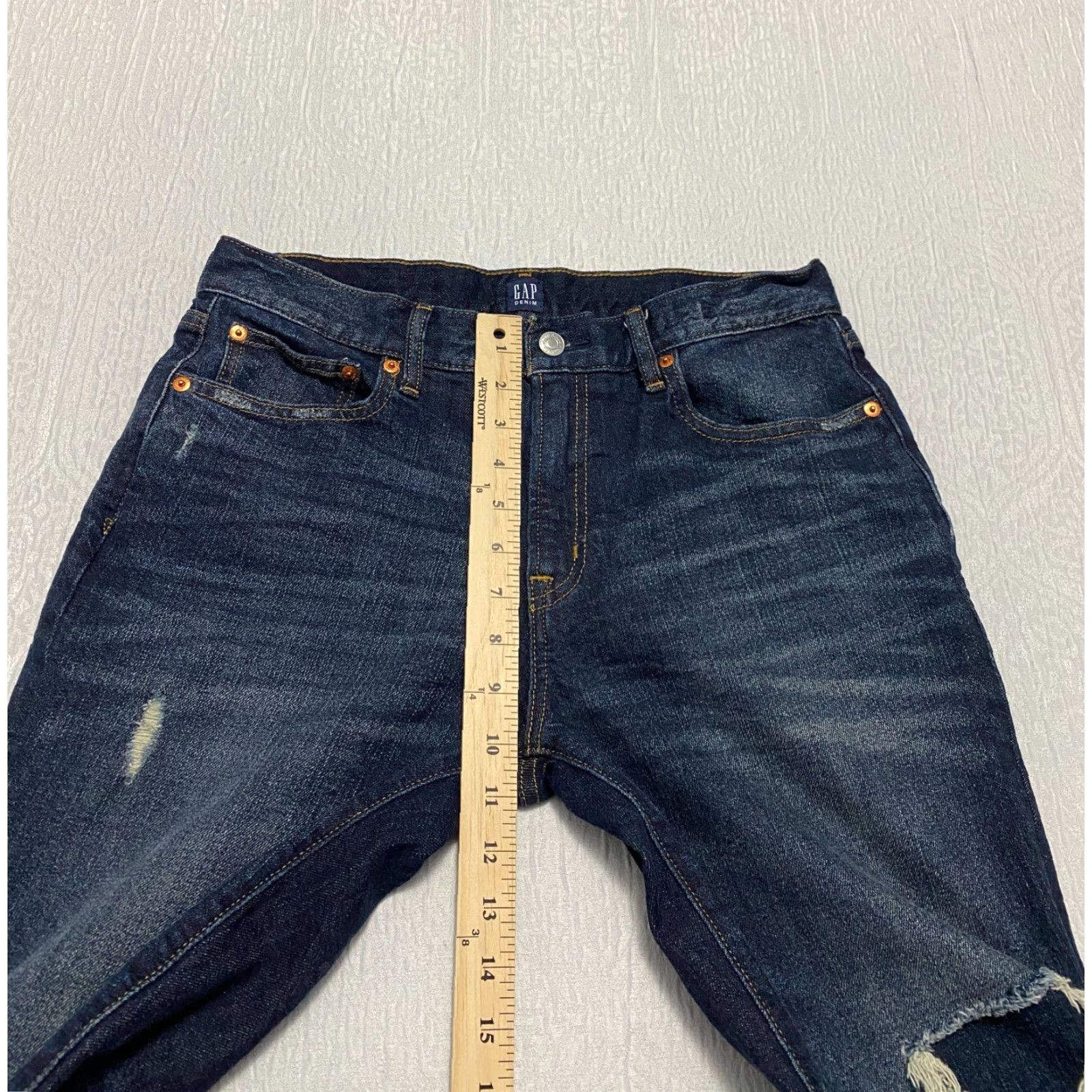 Gap Gap Best Girlfriend Capri Jeans Women's 29 Blue Denim Distressed Frayed Hem Capris 5-Pocket Size ONE SIZE - 4 Thumbnail